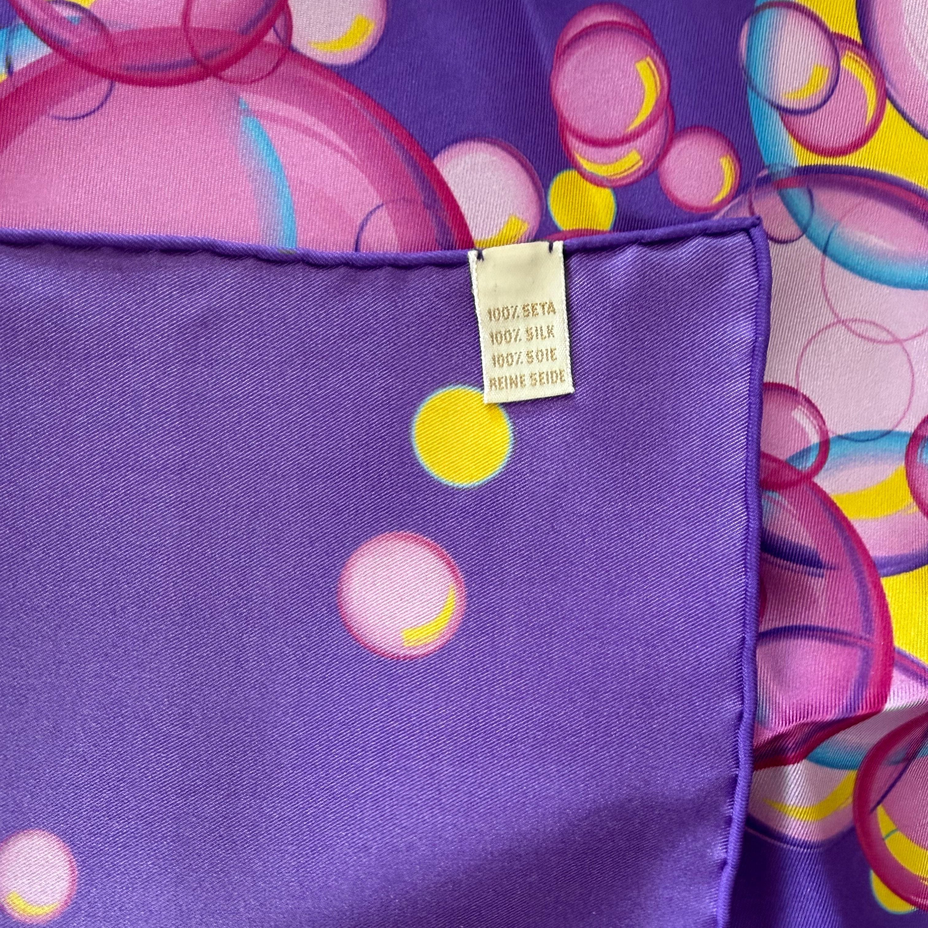 Chopard Happy Bubbles Purple Organic Silk Twill Womens Foulard Scarf 95002-0723