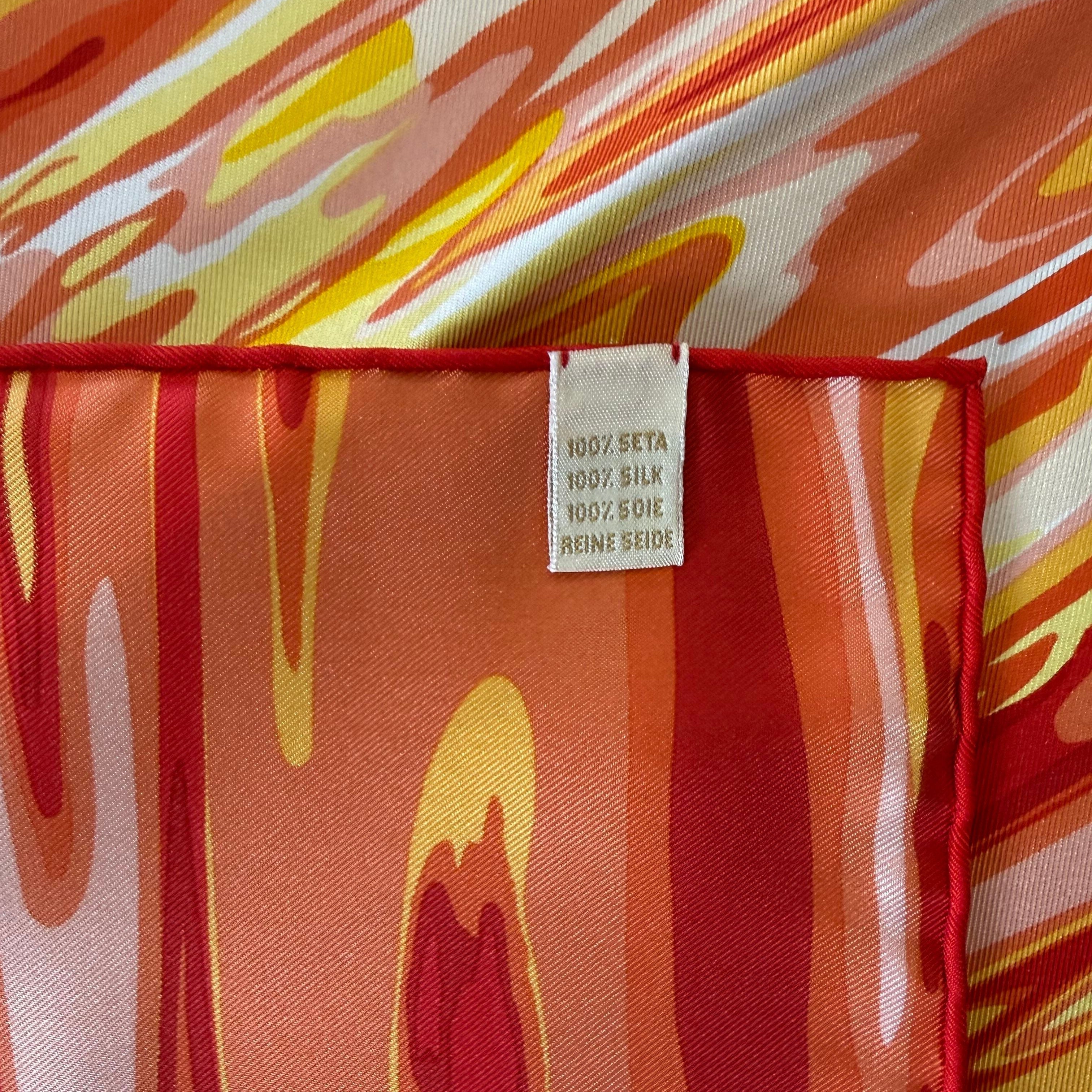 Chopard Flamingo Orange Organic Silk Twill Womens Foulard Scarf 95002-0710