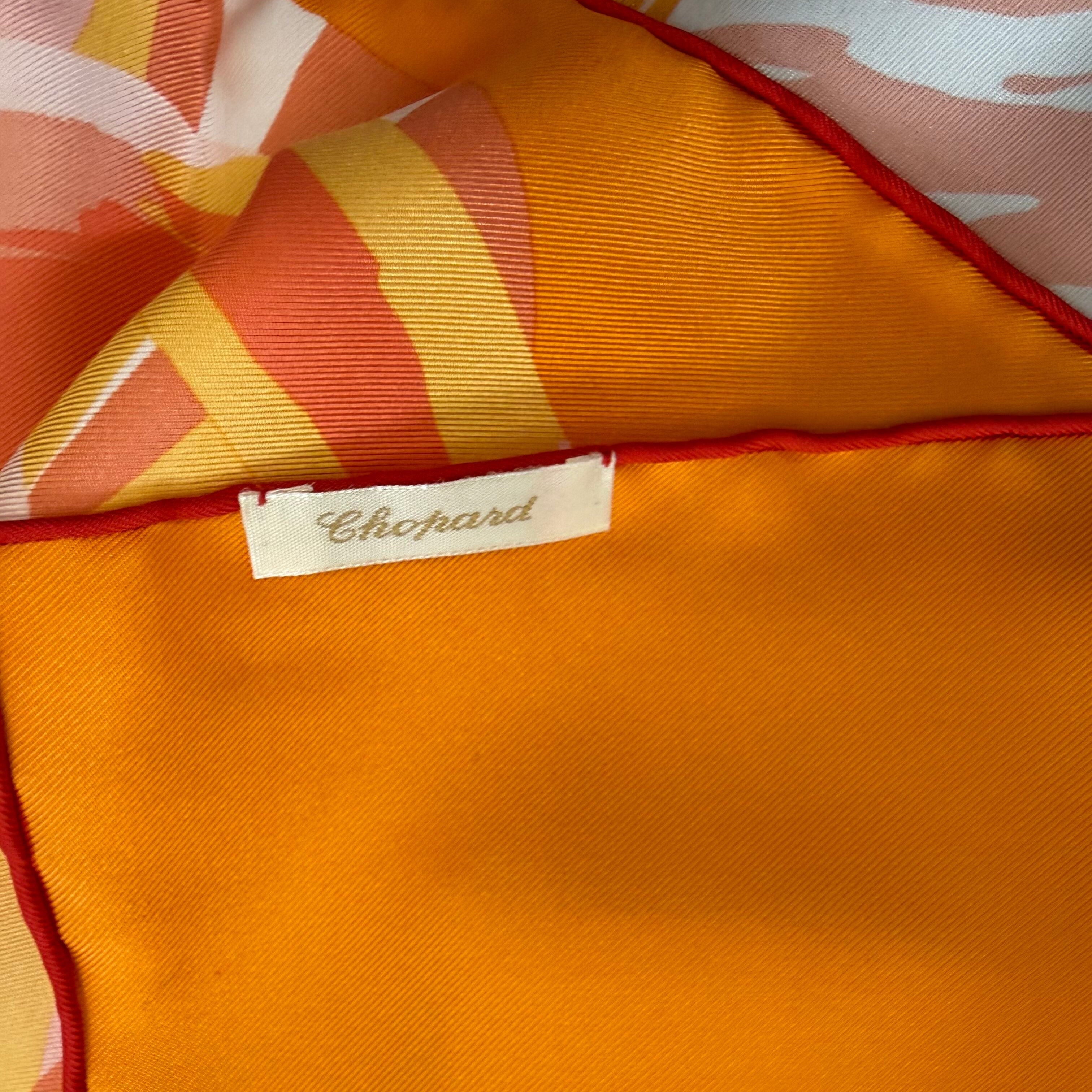 Chopard Flamingo Orange Organic Silk Twill Womens Foulard Scarf 95002-0710