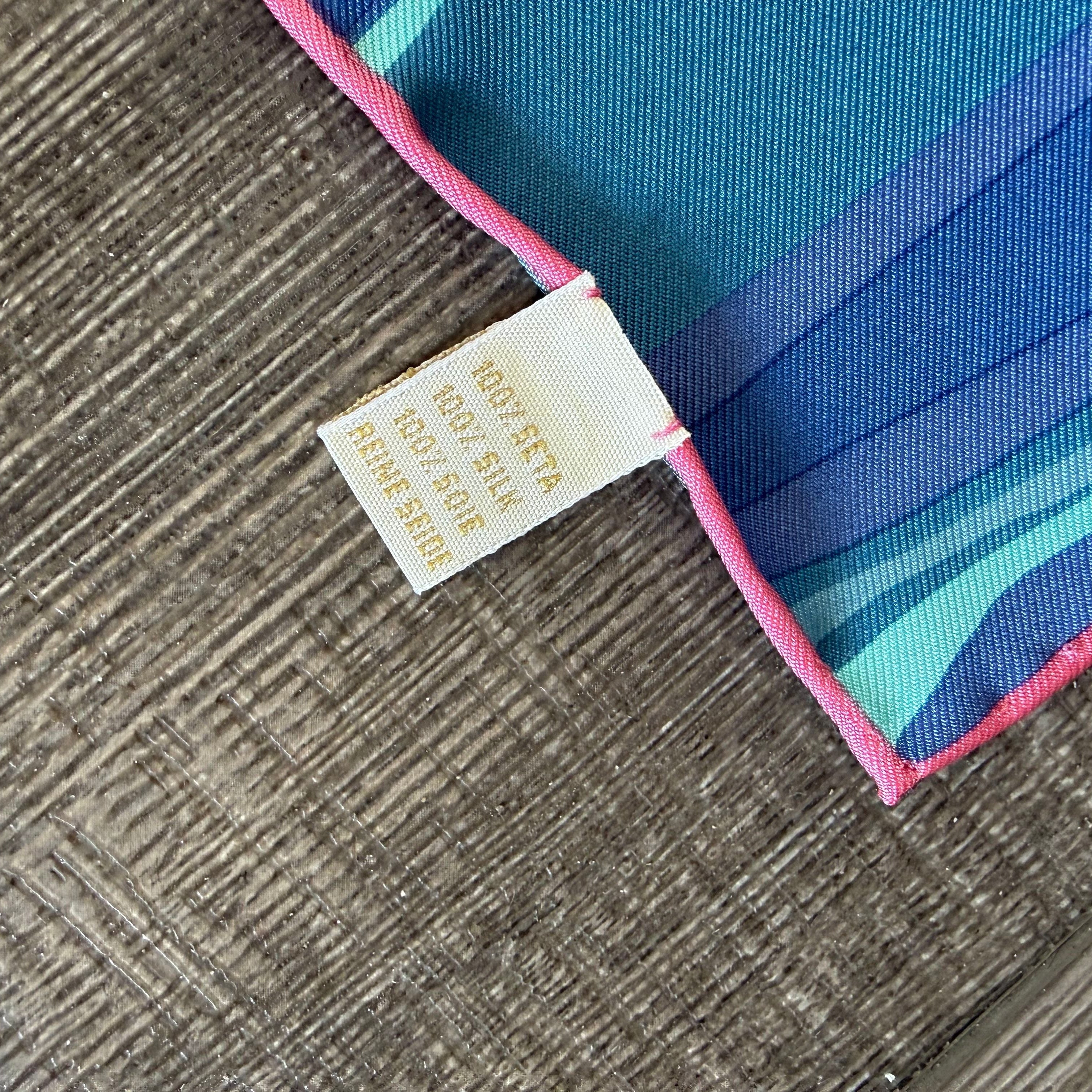 Chopard Flamingo Blue Organic Silk Twill Womens Foulard Scarf 95002-0711