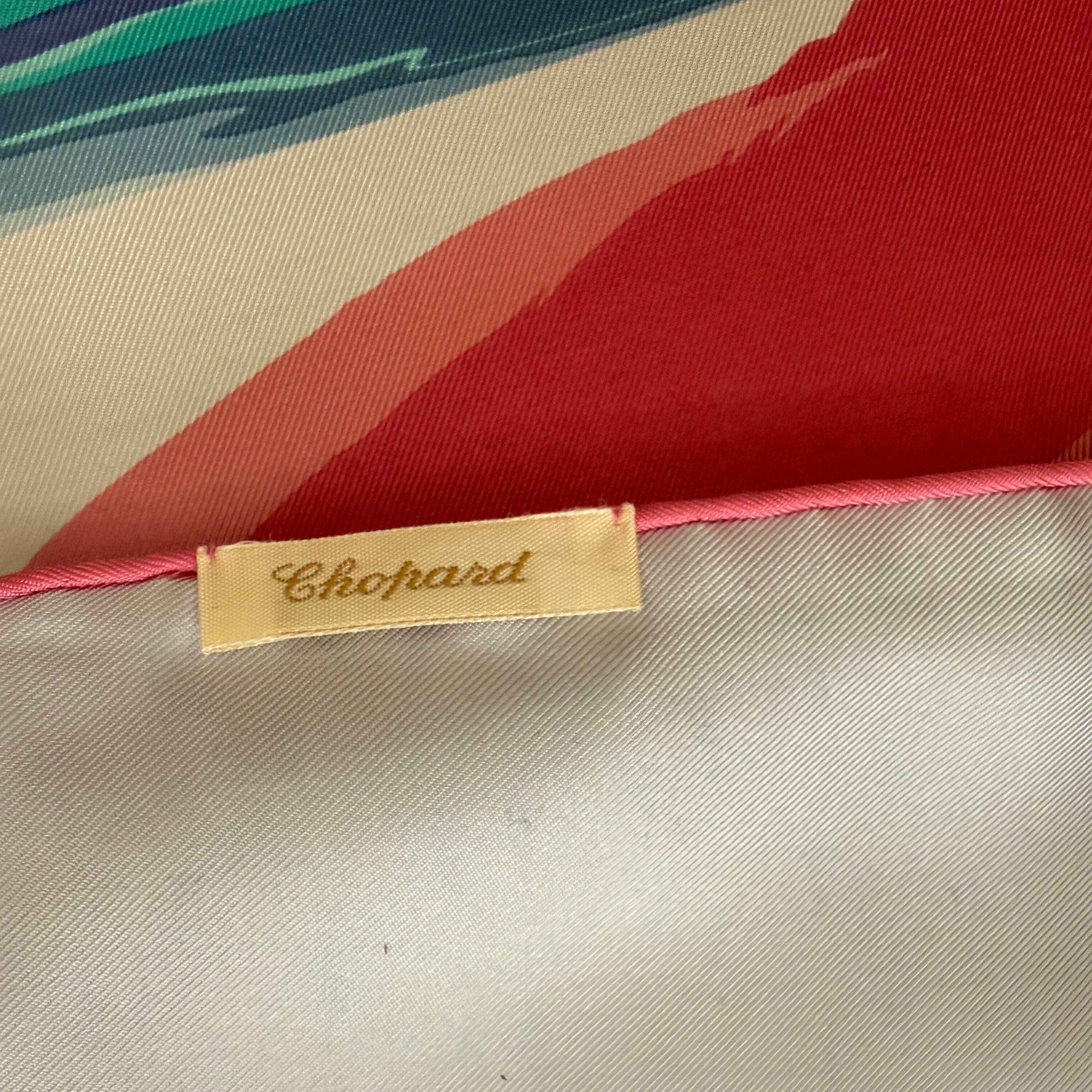 Chopard Flamingo Blue Organic Silk Twill Womens Foulard Scarf 95002-0711