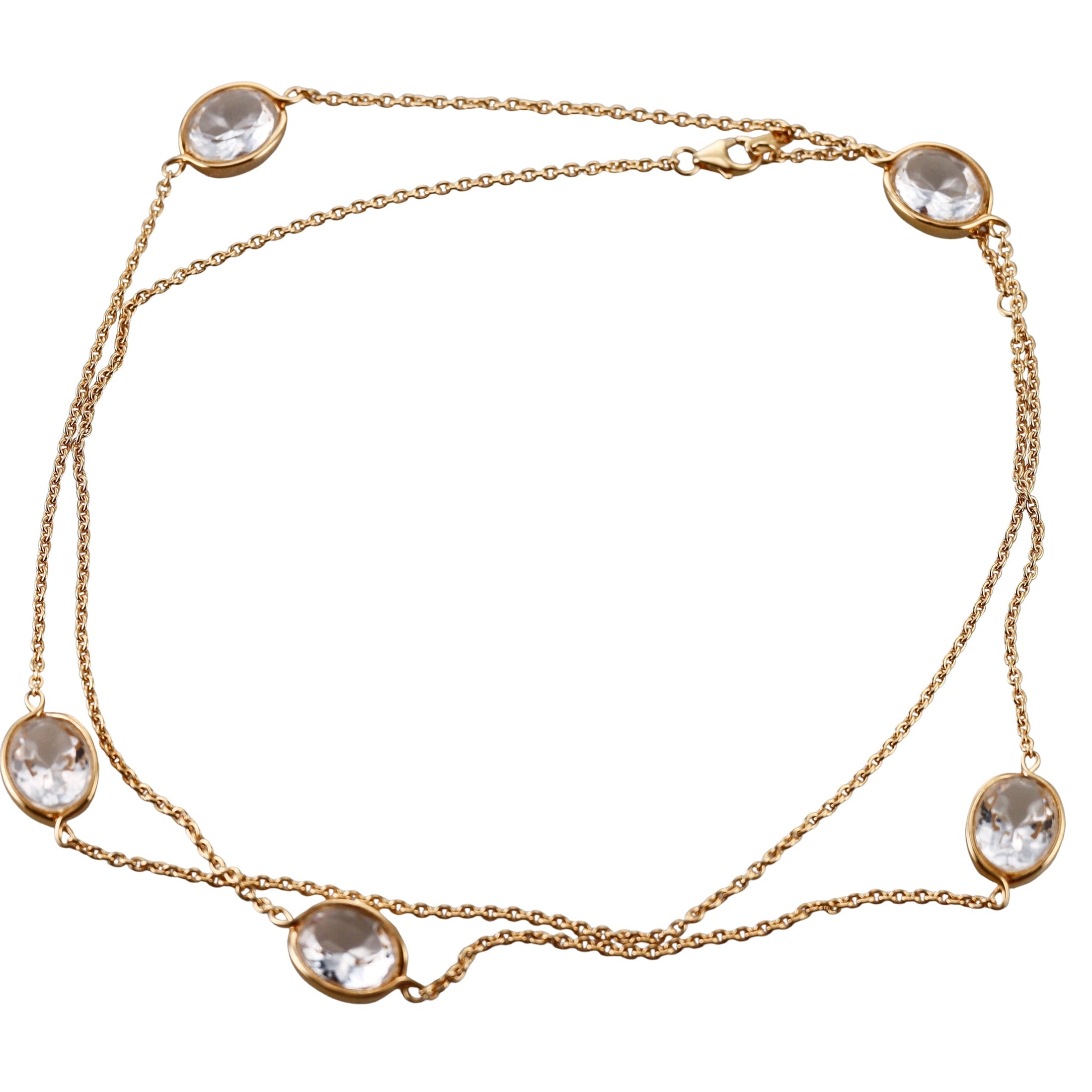 Baccarat Silver 18k Gold Plated Vermeil Clear Crystal Croise Long Necklace 2812994