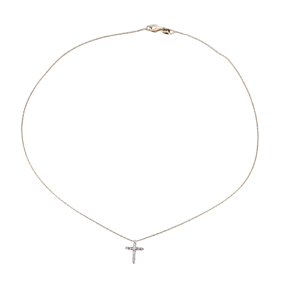14k Solid Yellow Gold Lab Grown 0.30ctw Cross Pendant Necklace