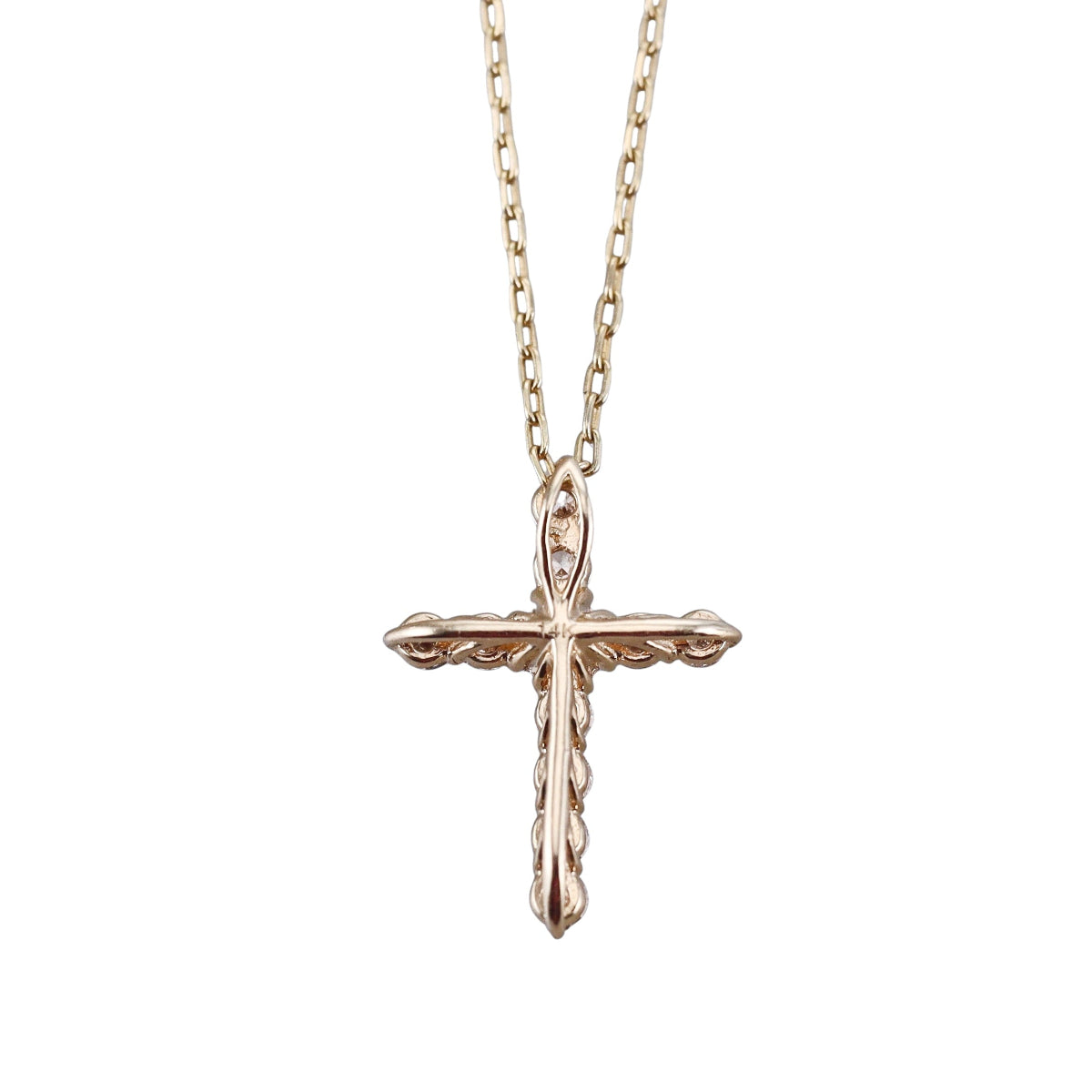 14k Solid Yellow Gold Lab Grown 0.30ctw Cross Pendant Necklace