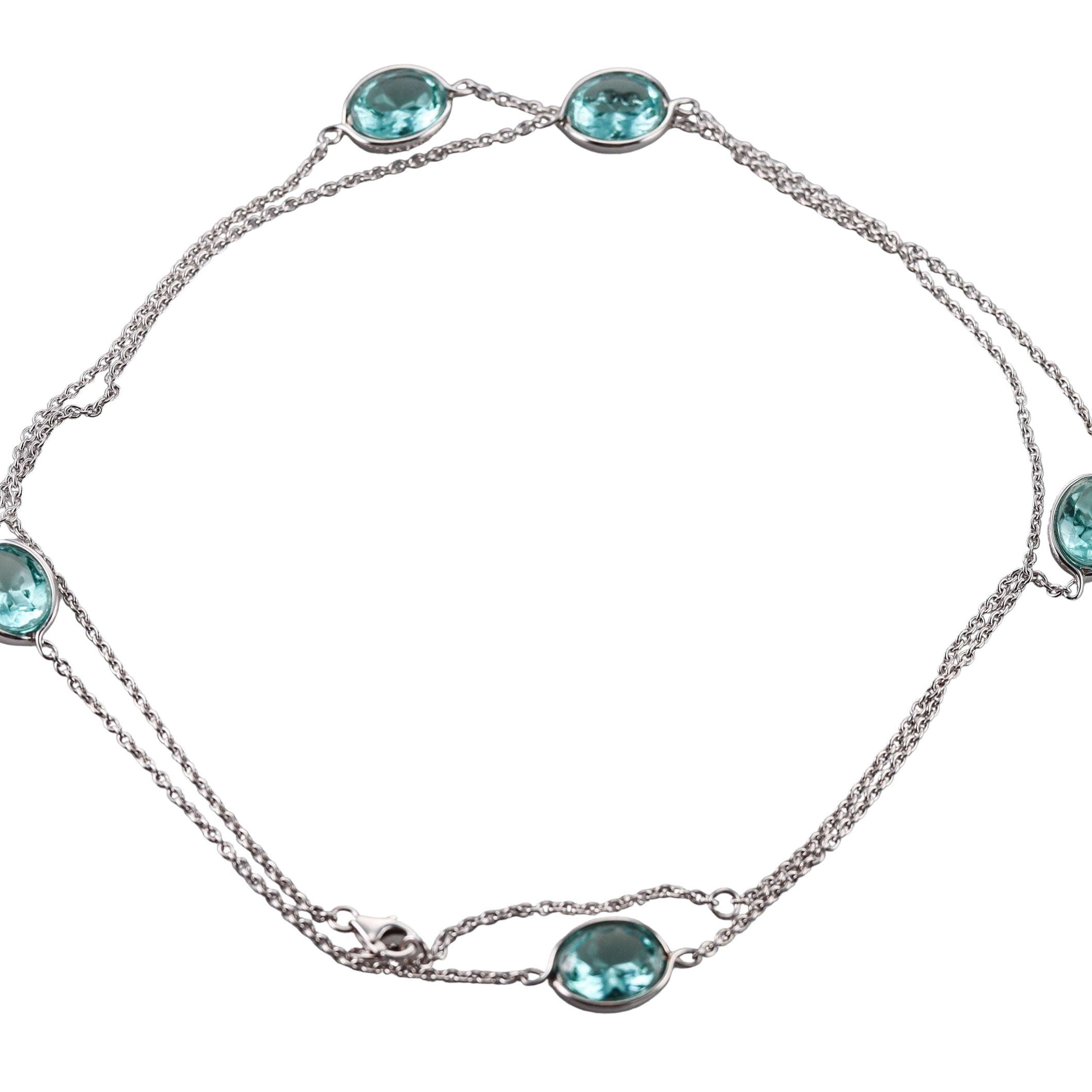 Baccarat Sterling Silver Turquoise Crystal Croise Long Necklace 2812951