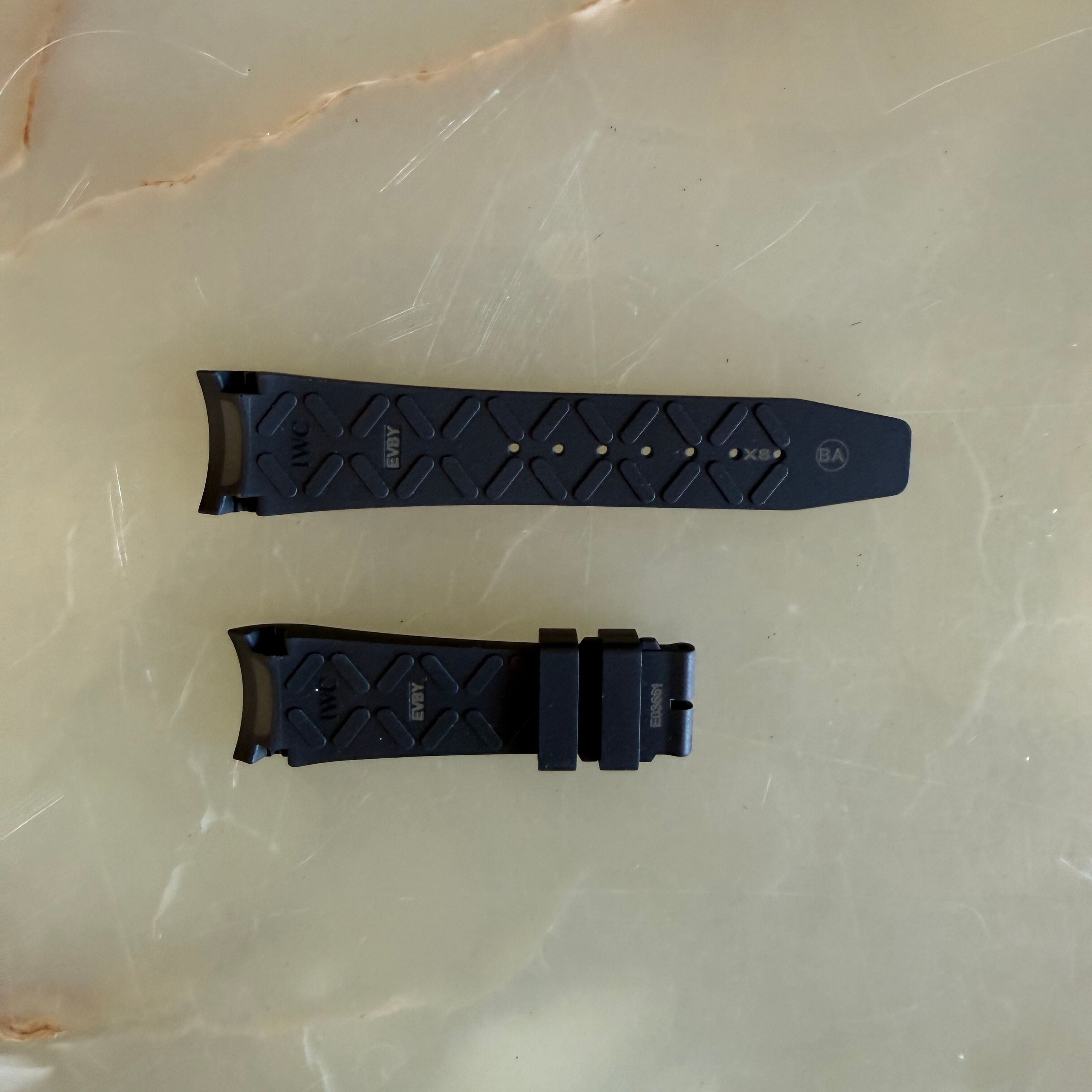 Authentic IWC Portuguese Chronograph Rubber Black Watch Strap Band 22mm
