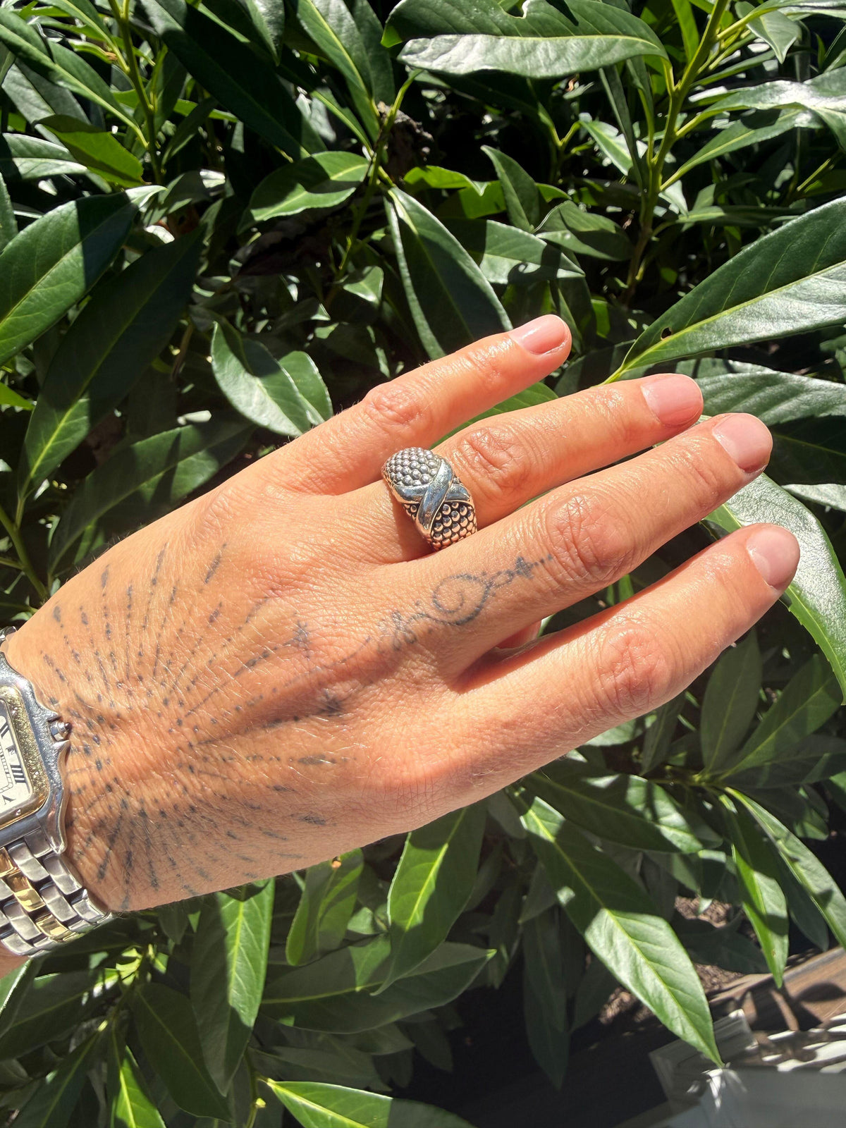 Lagos Caviar Sterling Silver X Band Ring