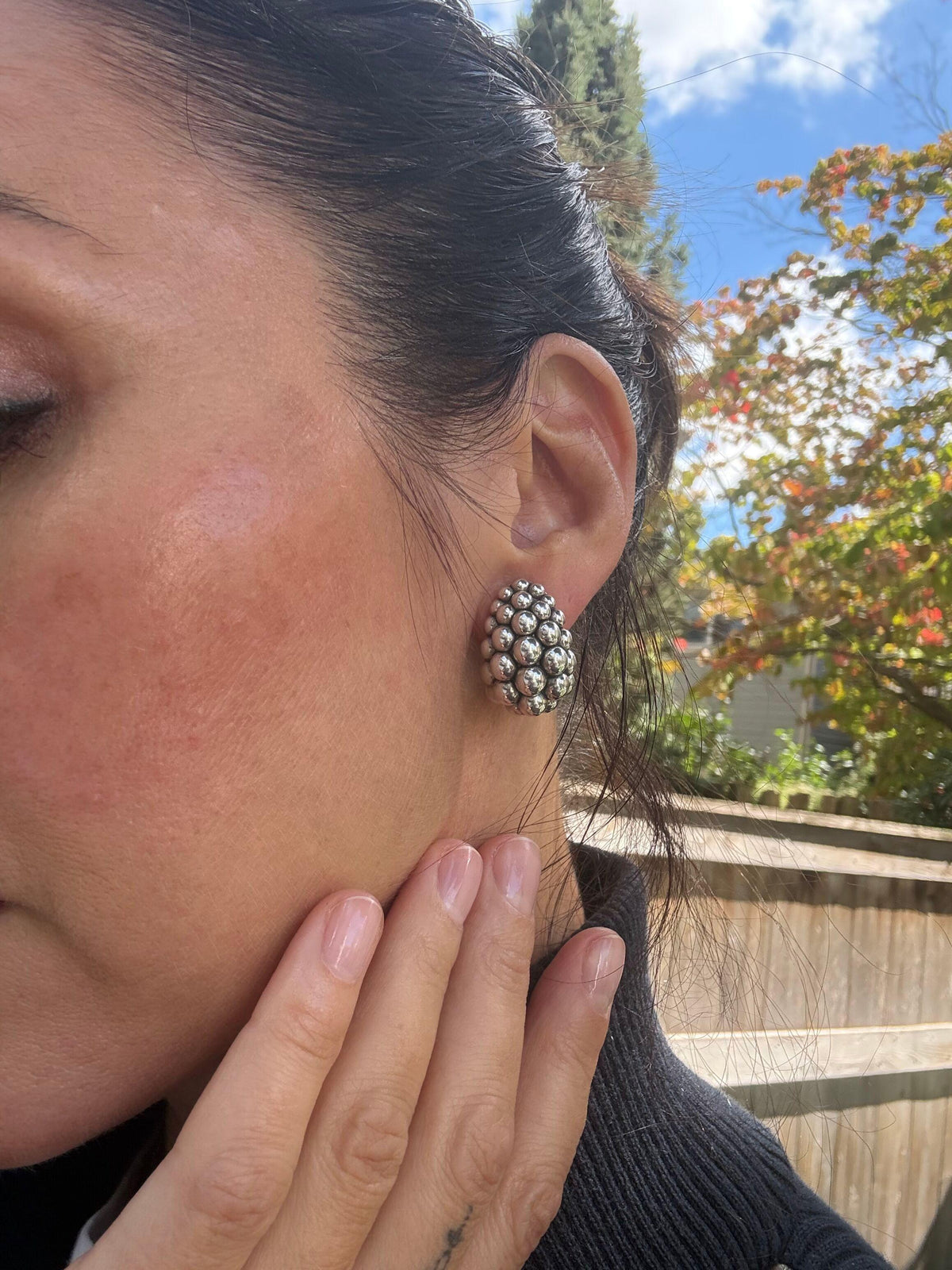 Lagos Caviar Sterling Silver Bubbly Large Earrings