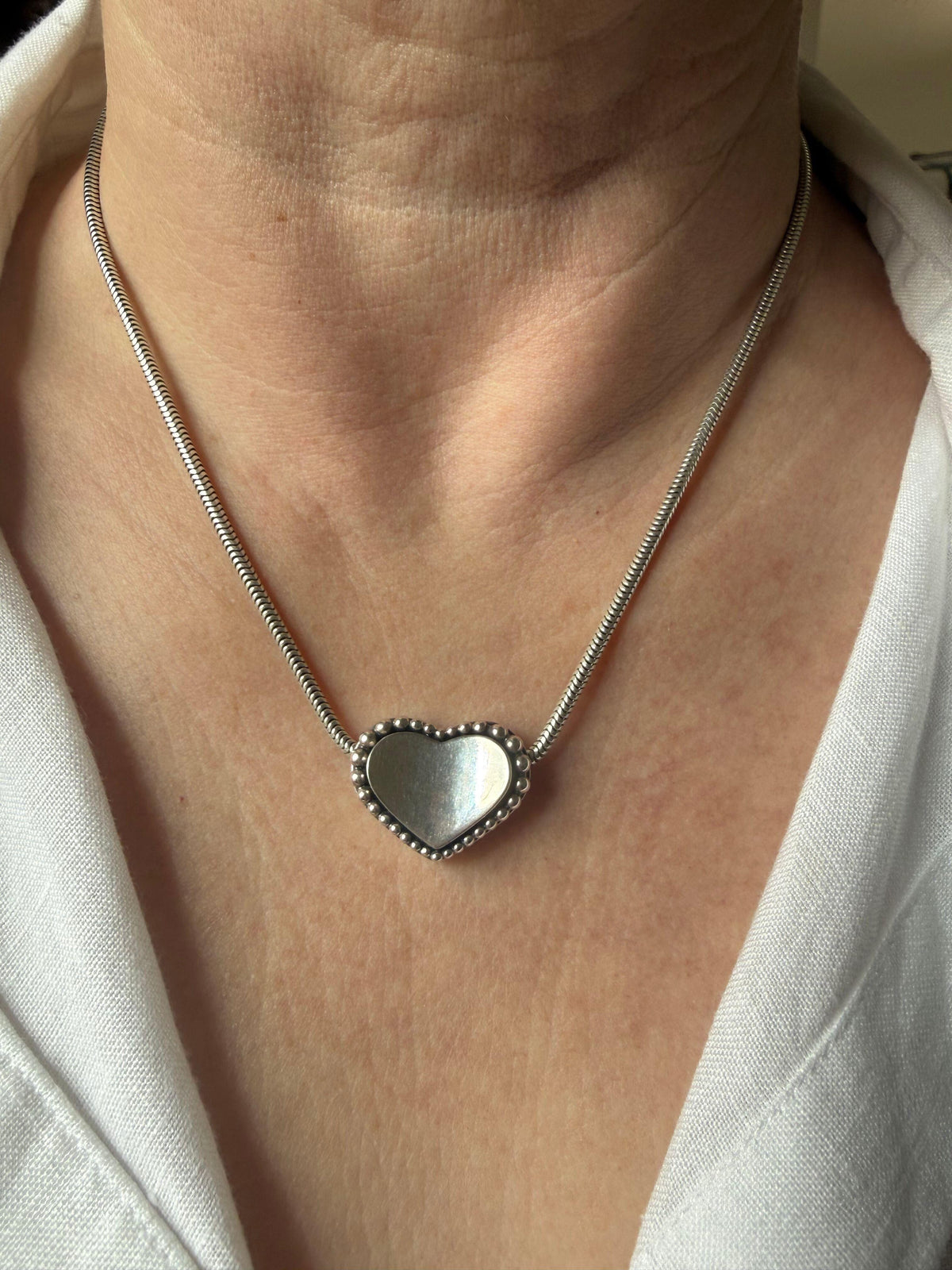 Lagos Caviar Sterling Silver Heart Slide Pendant Necklace