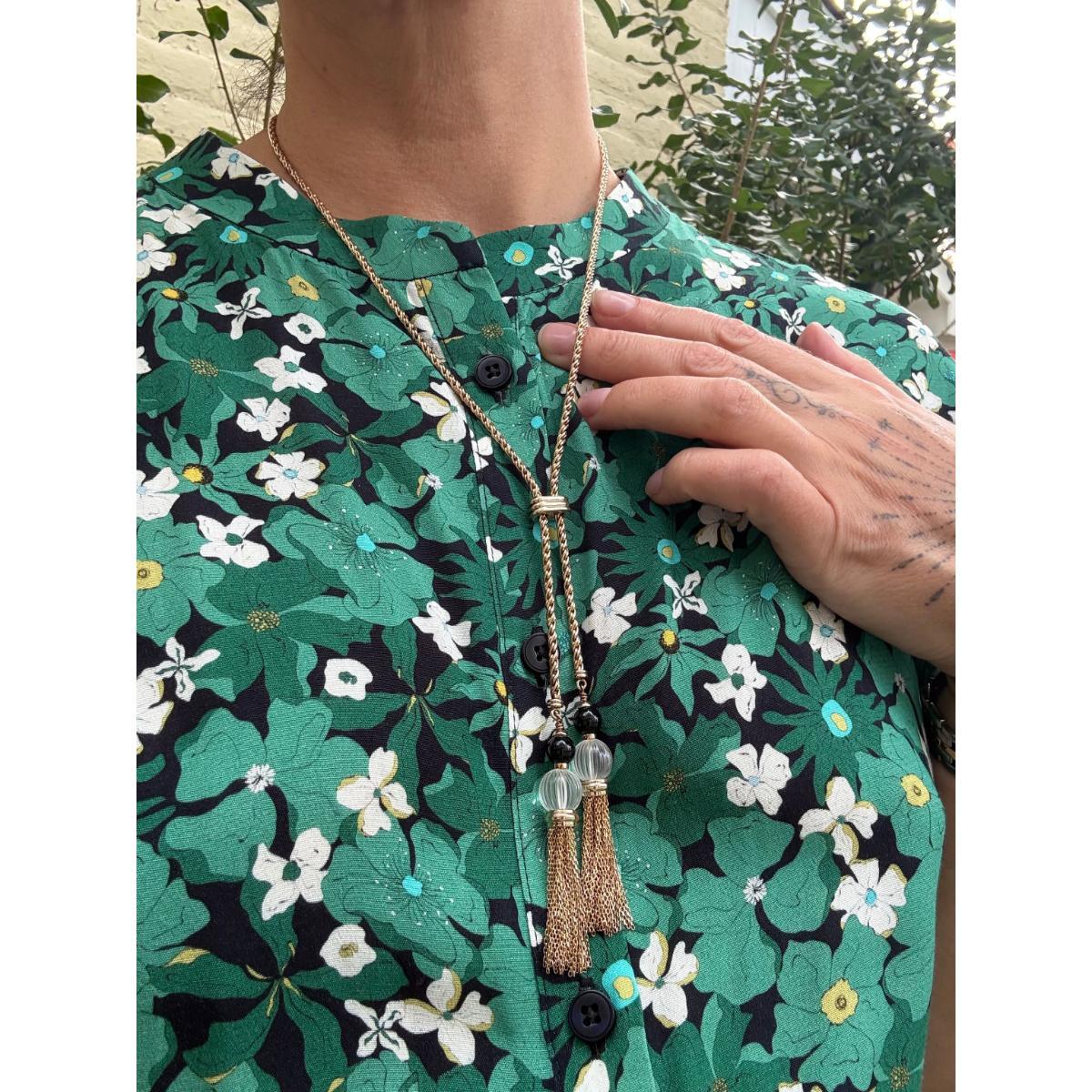 Lalique Vibrante Carved Crystal Onyx Vermeil Tassel Lariat Necklace 10531300