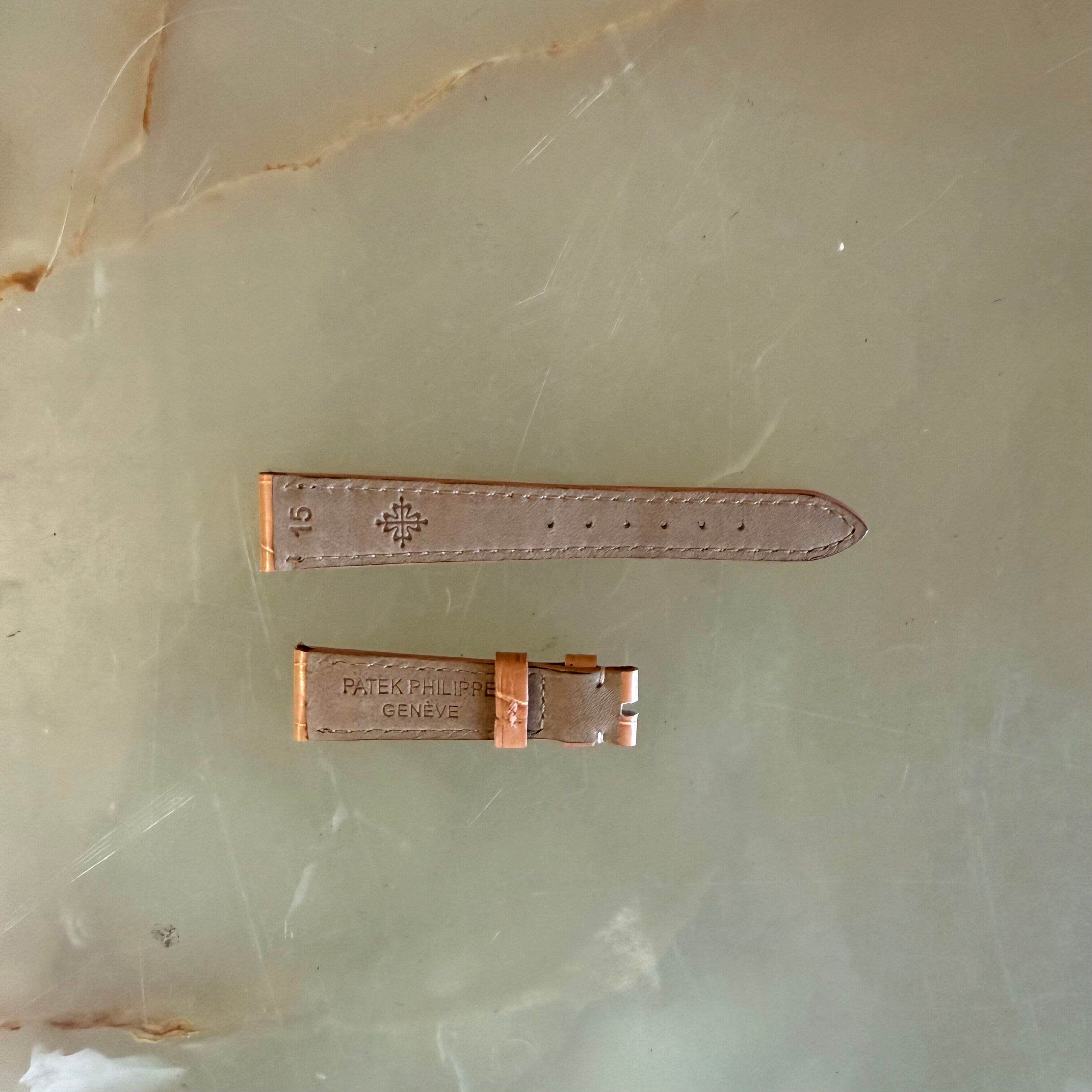 Authentic Patek Philippe Beige Alligator Watch Strap Band 15mm