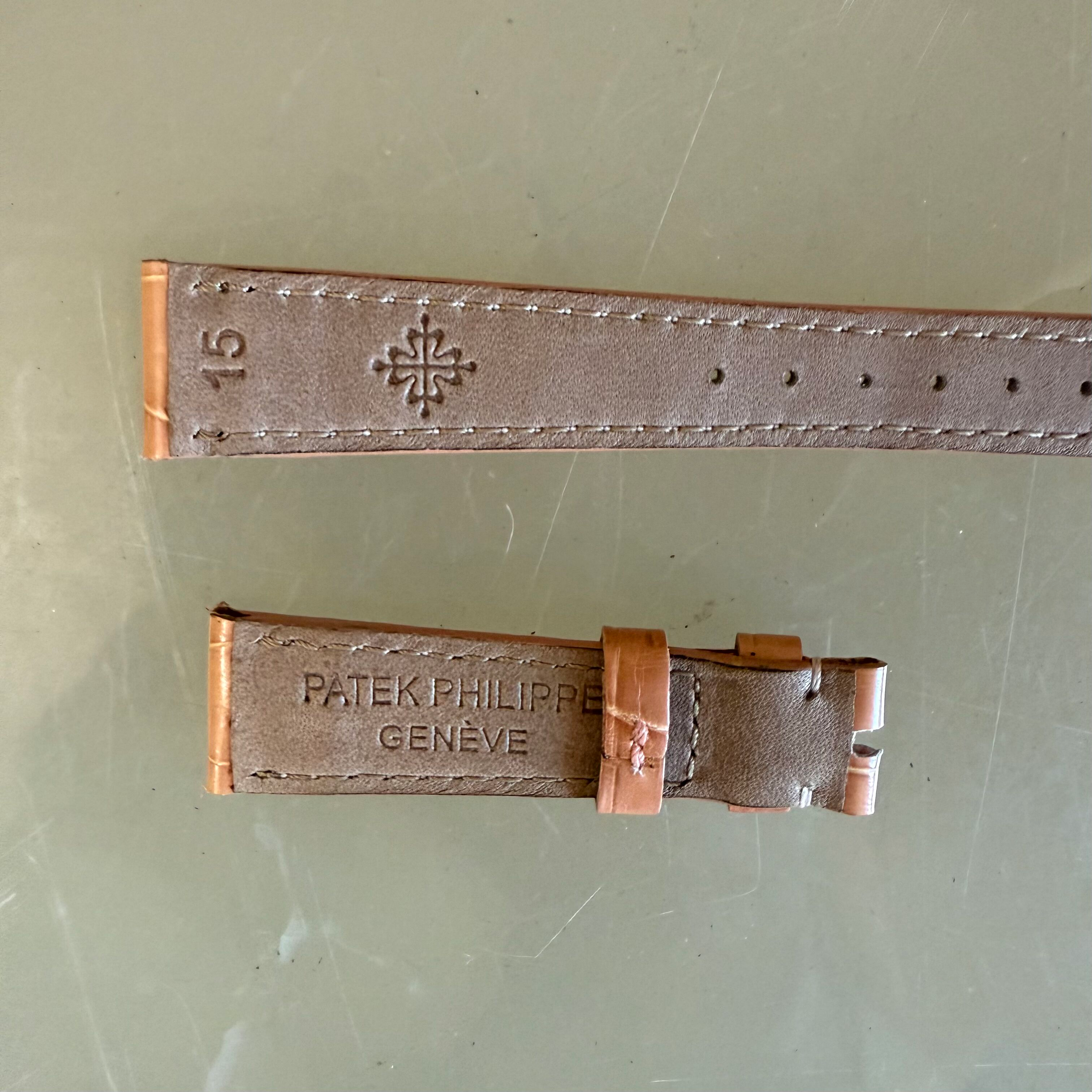 Authentic Patek Philippe Beige Alligator Watch Strap Band 15mm