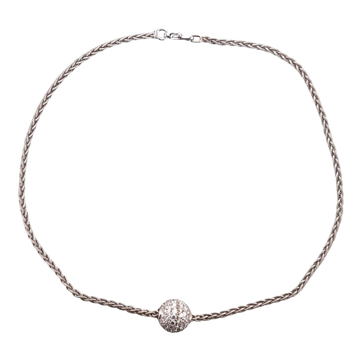 18k Gold Diamond Ball Necklace
