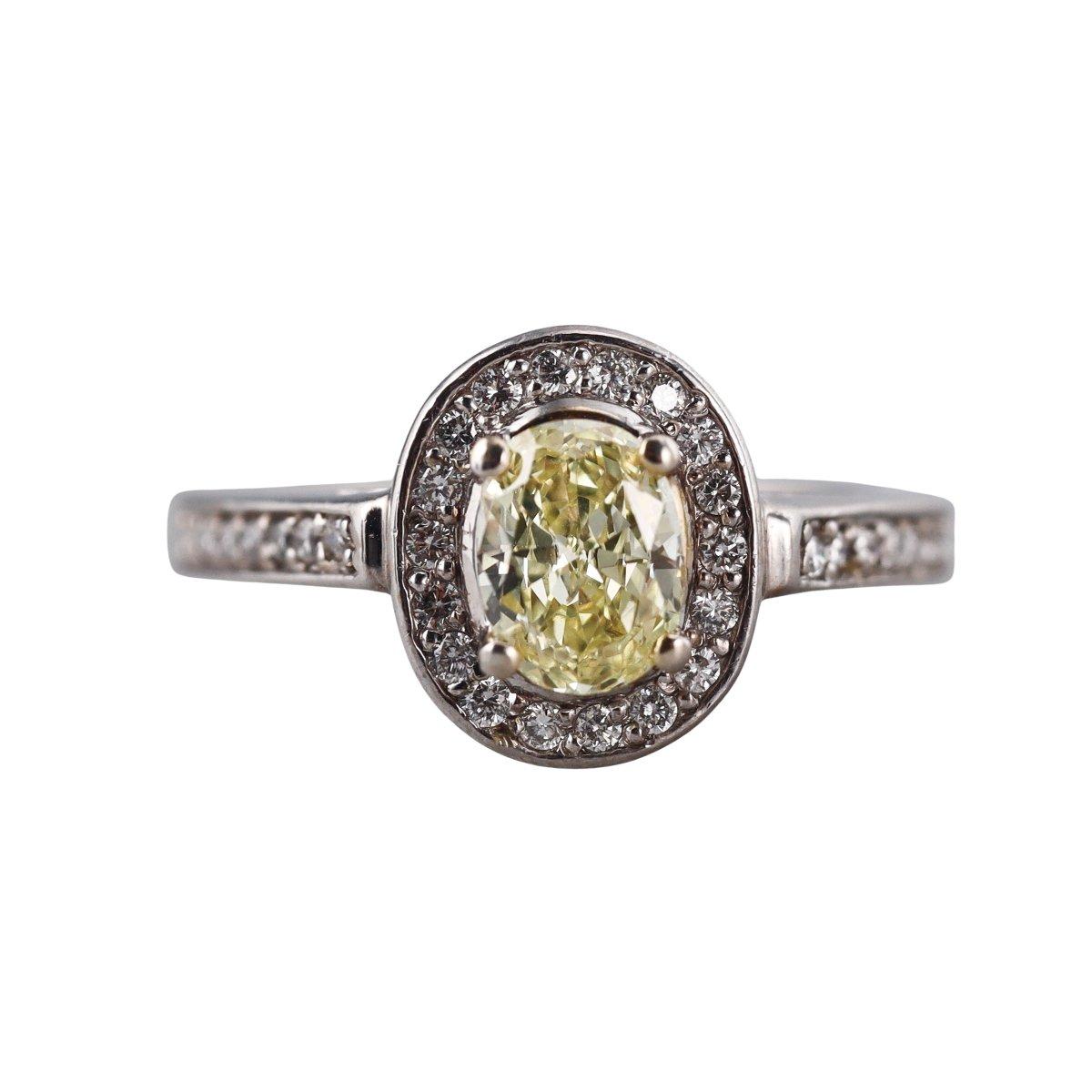 14k Gold Fancy Yellow Diamond Engagement Ring