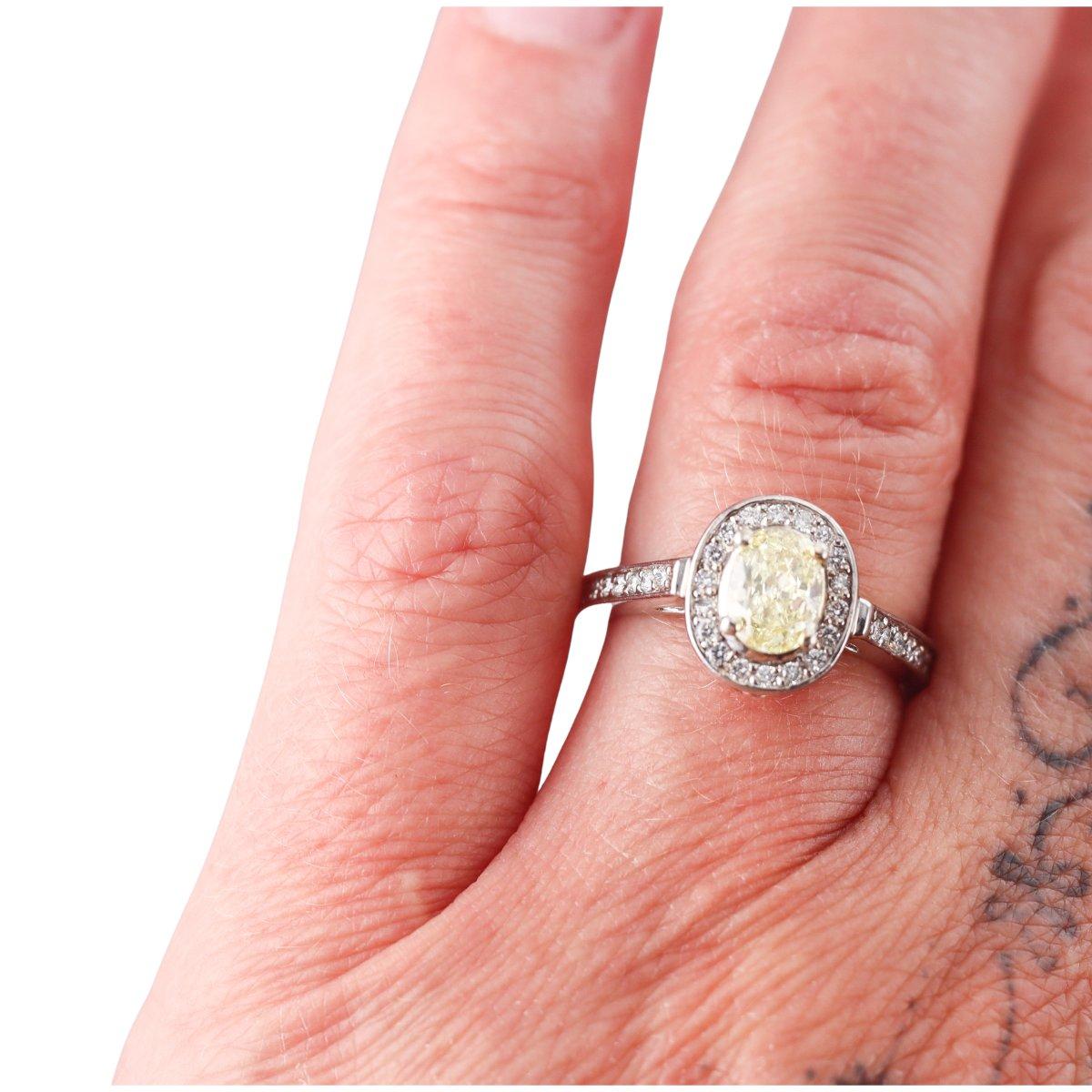 14k Gold Fancy Yellow Diamond Engagement Ring