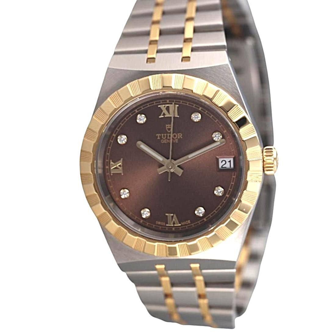 Tudor Royal Automatic Diamond Brown Dial Watch 28403