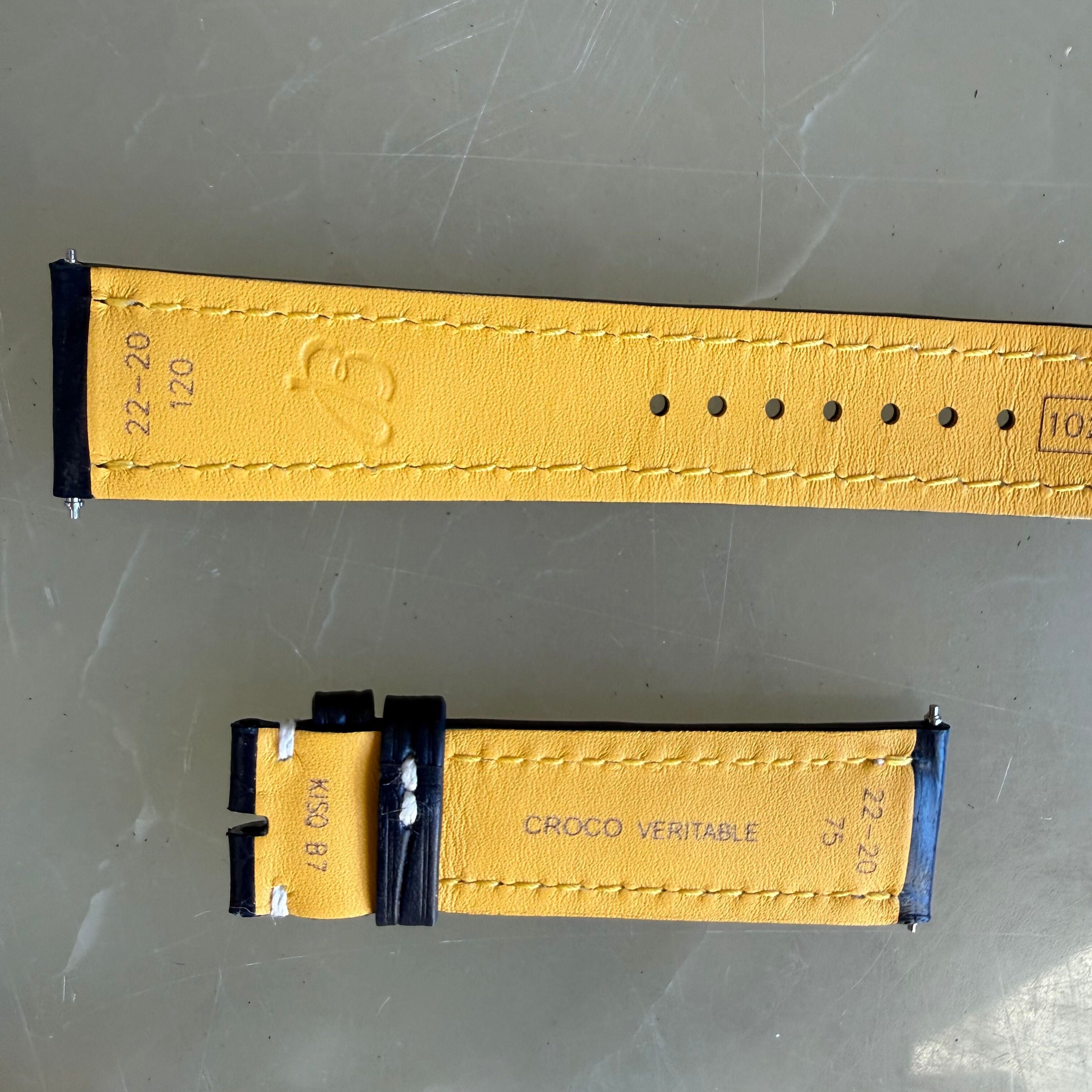 Authentic Breitling Blue Alligator Padded & Stitched Watch Strap Band 22mm 1029P