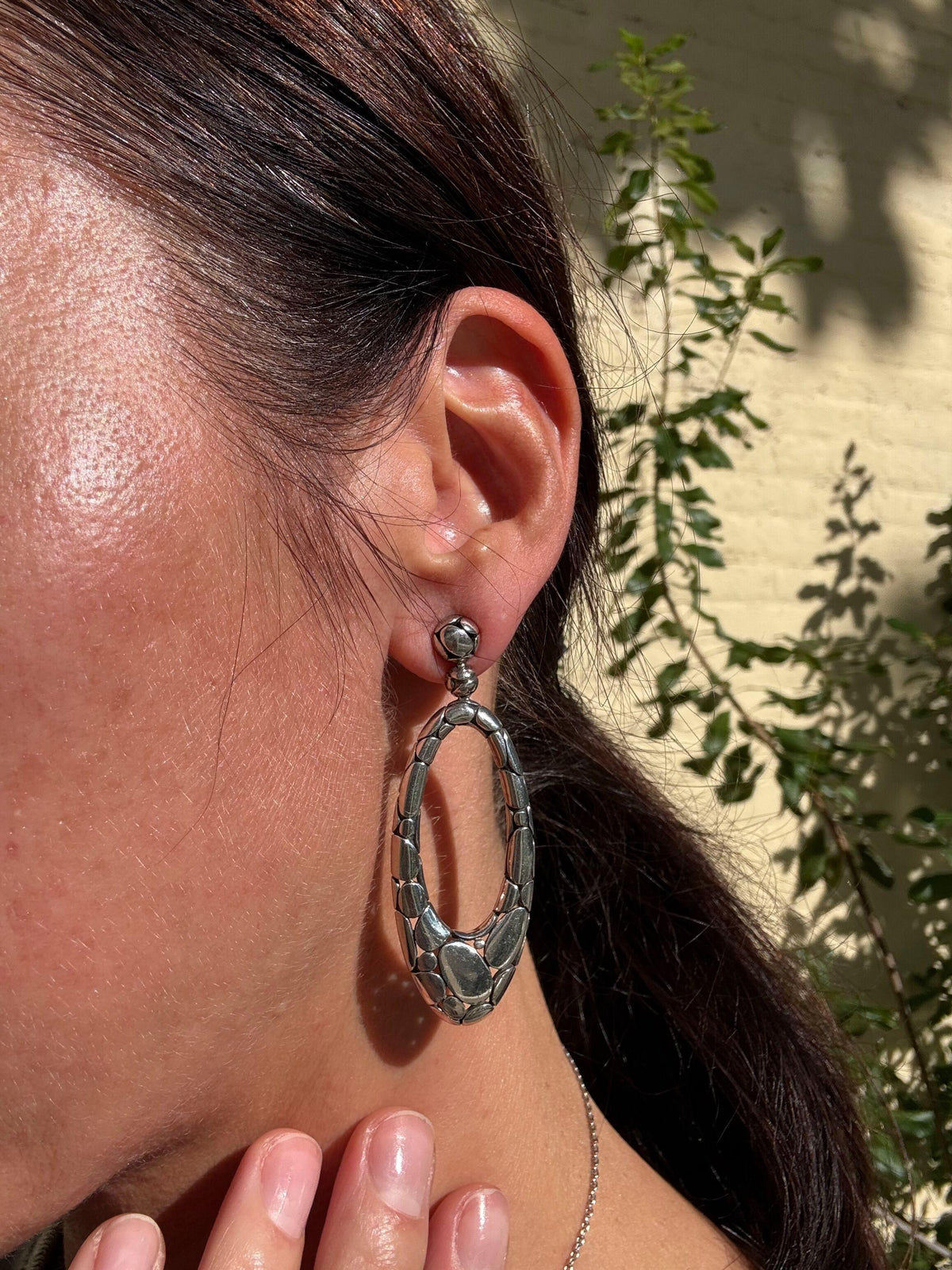 John Hardy Kali Pebble Oval Drop Sterling Earrings