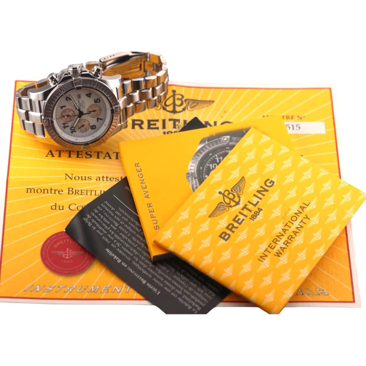 Breitling Super Avenger Chronograph White 48mm Steel Watch A13370
