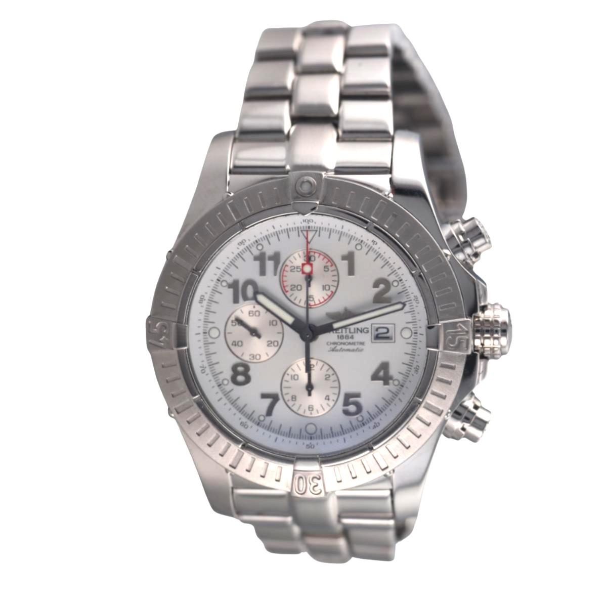 Breitling Super Avenger Chronograph White 48mm Steel Watch A13370