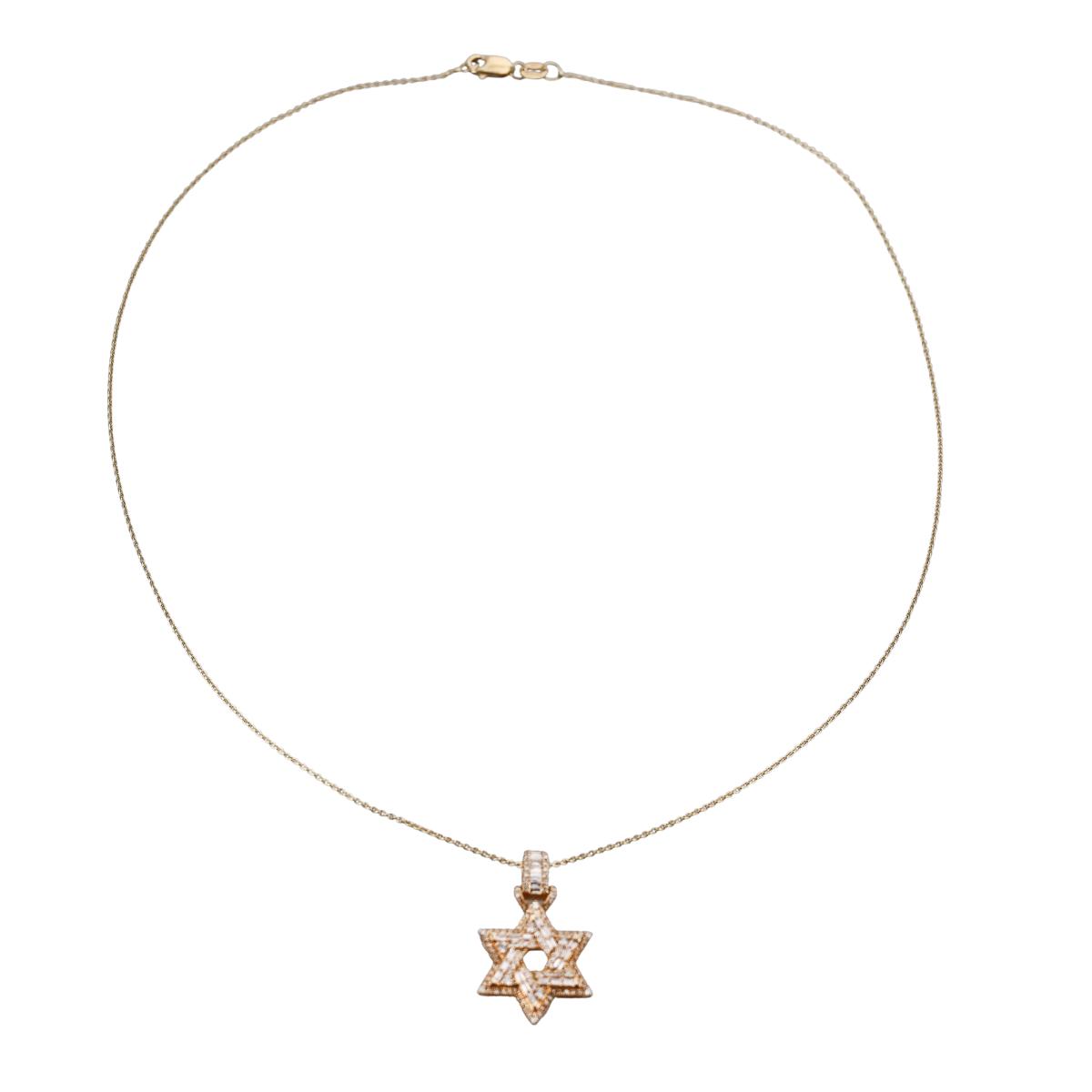 14k Gold Diamond Star of David Pendant Necklace