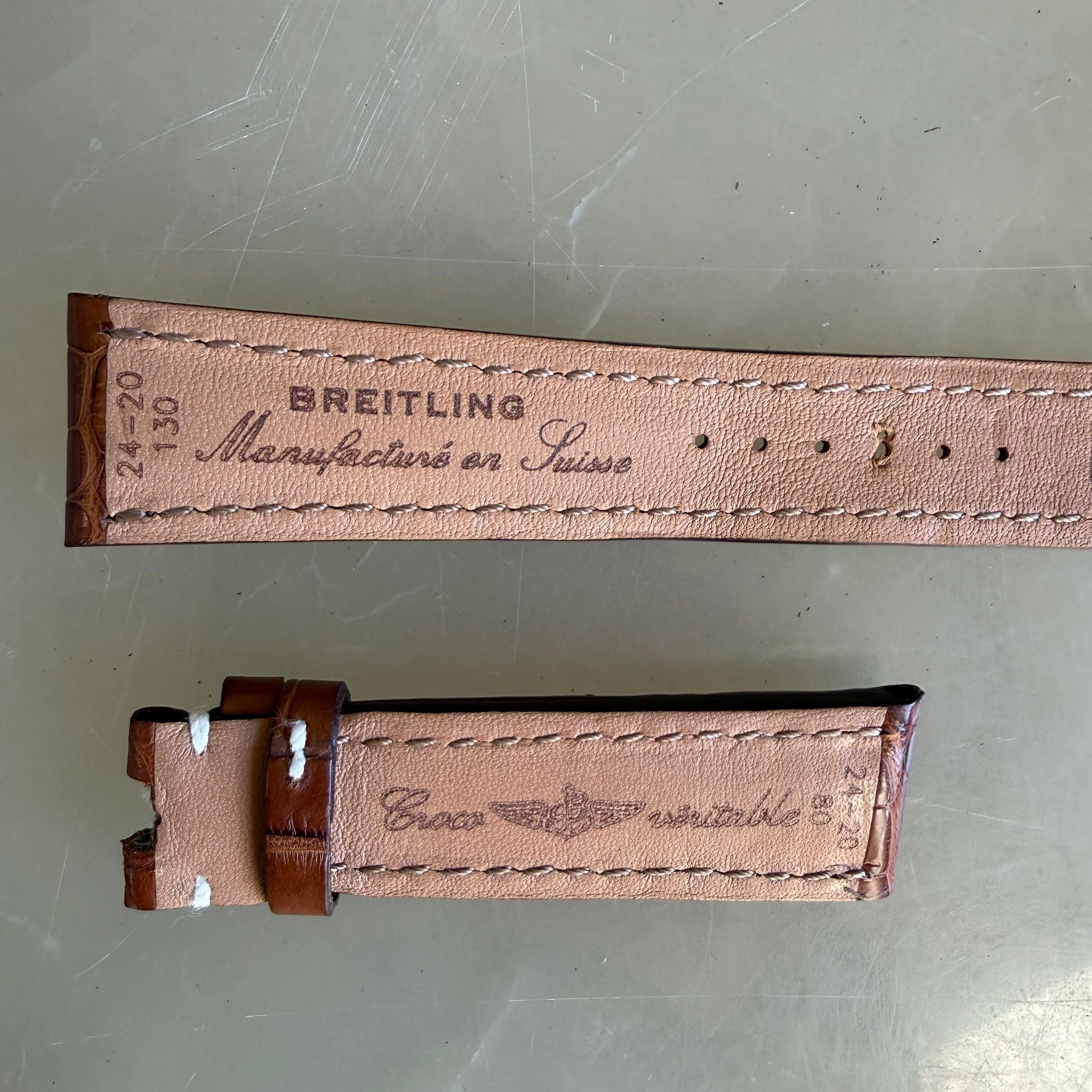 Authentic 754P Breitling Brown Alligator Watch Strap Band 24mm