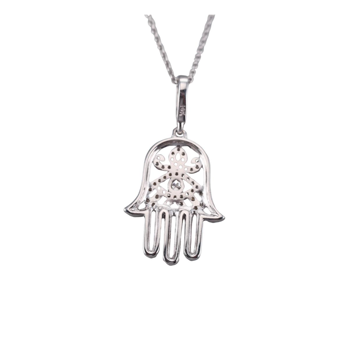 14k Gold Diamond Hamsa Hand Pendant Necklace
