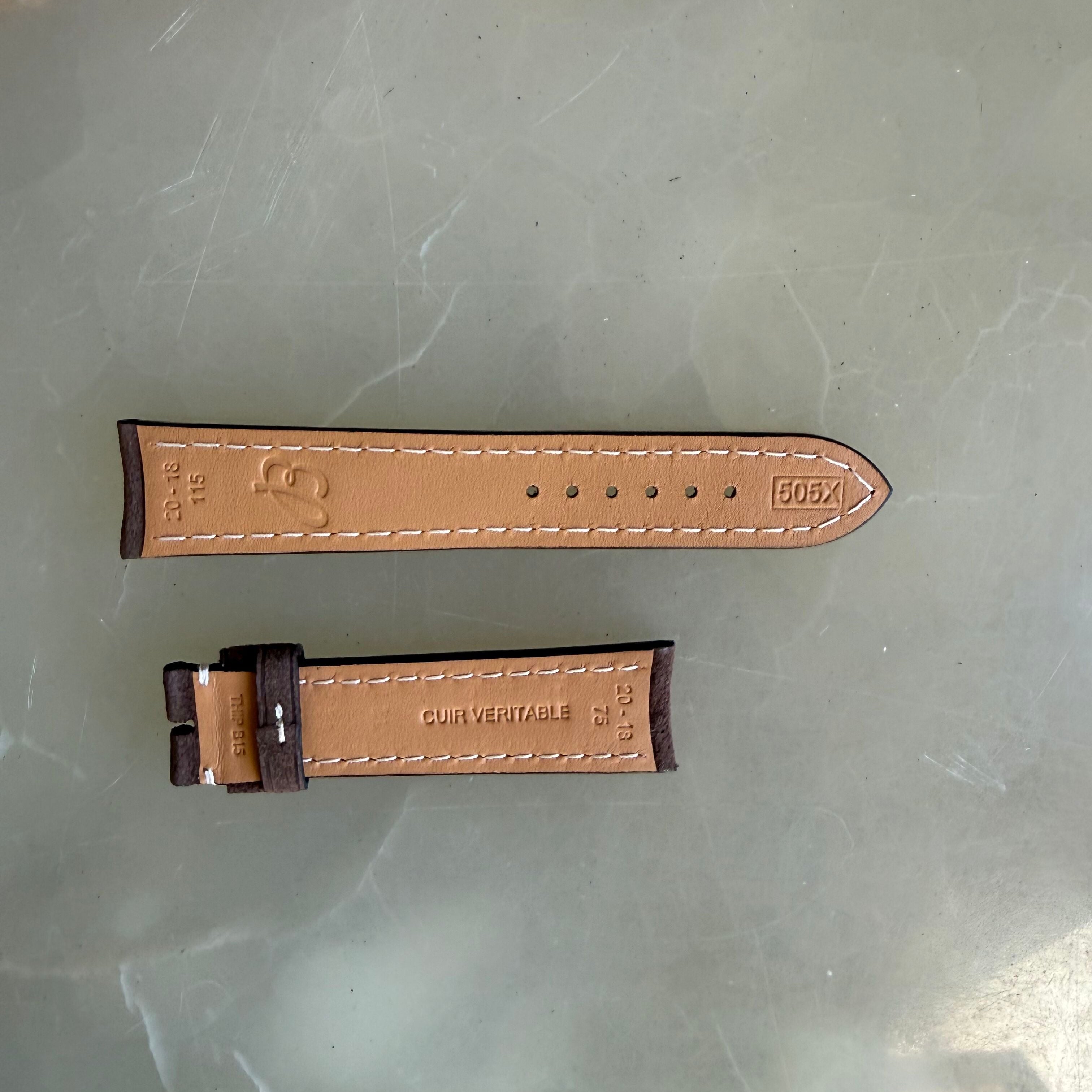 Authentic Breitling Brown Nubuck Leather Watch Strap Band 20mm 505X