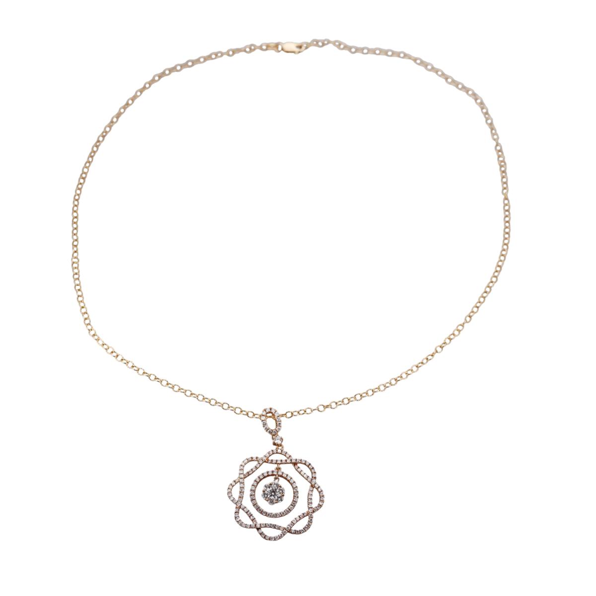 14k Yellow Gold Diamond Pendant Necklace