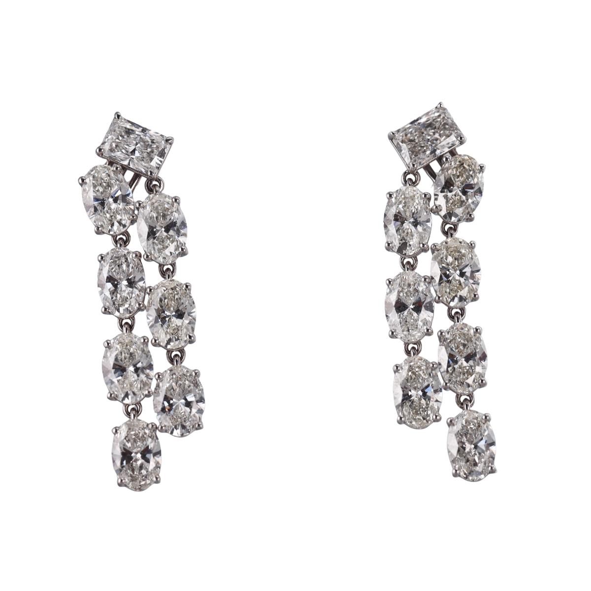 Solid 14k Gold Lab Grown 25.85 Carats Diamond Drop Earrings