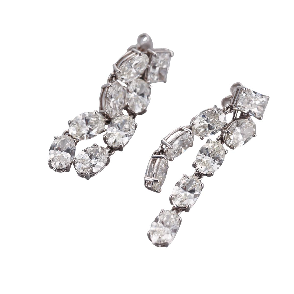 Solid 14k Gold Lab Grown 25.85 Carats Diamond Drop Earrings