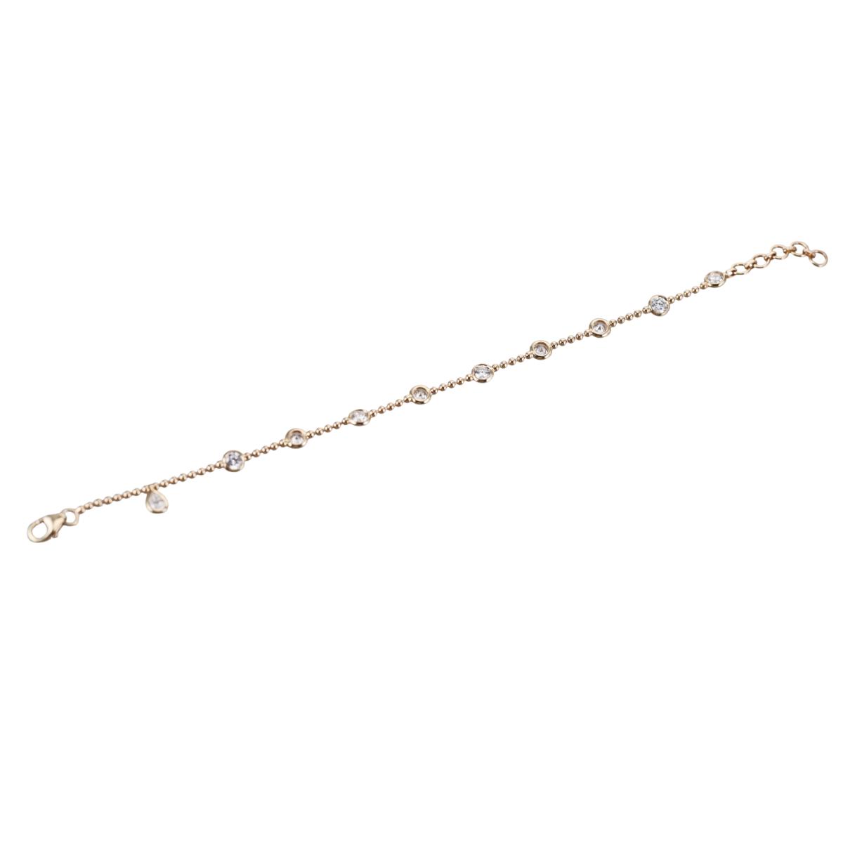 Solid 14k Gold Lab Grown 1.70ctw Round Diamond Station Bracelet