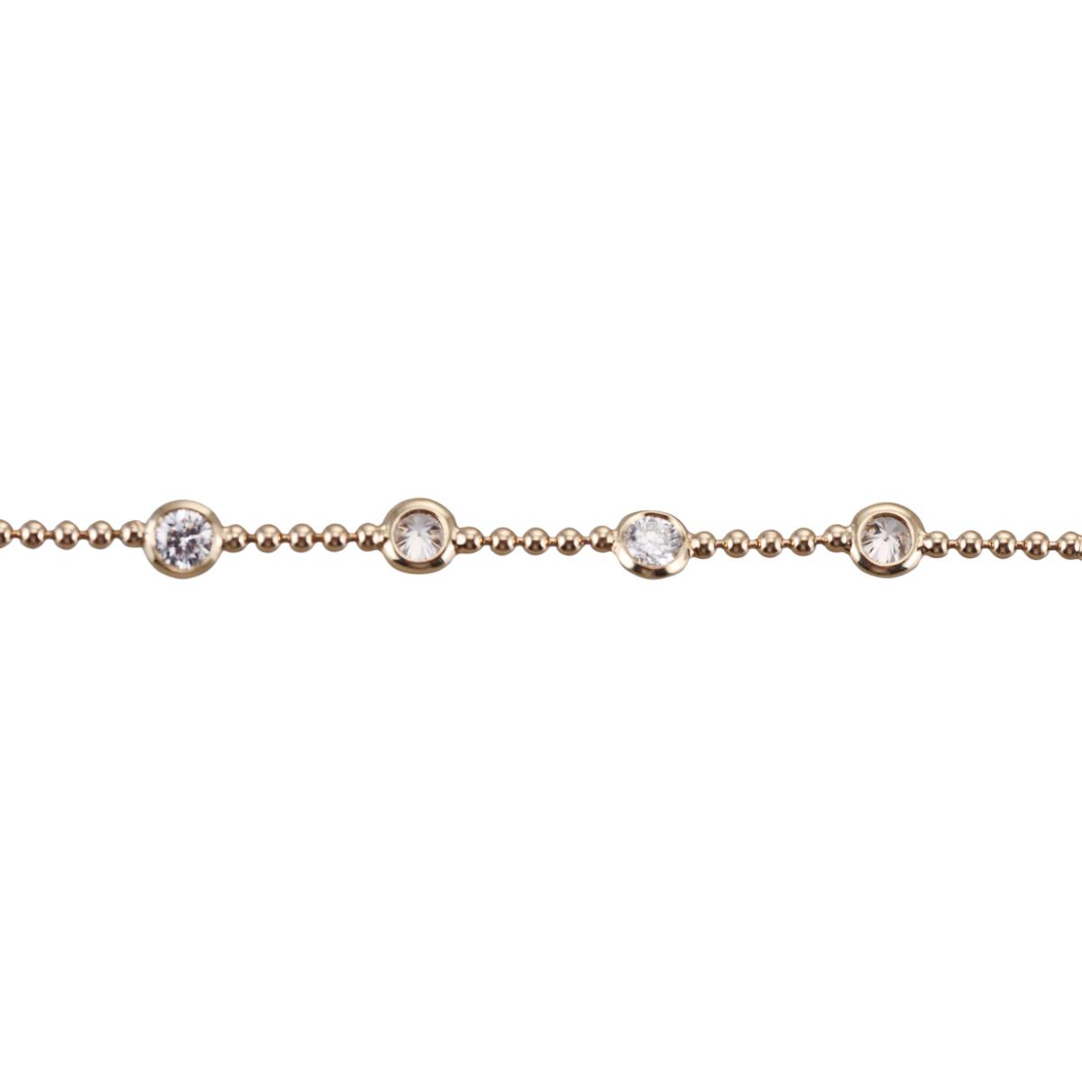 Solid 14k Gold Lab Grown 1.70ctw Round Diamond Station Bracelet
