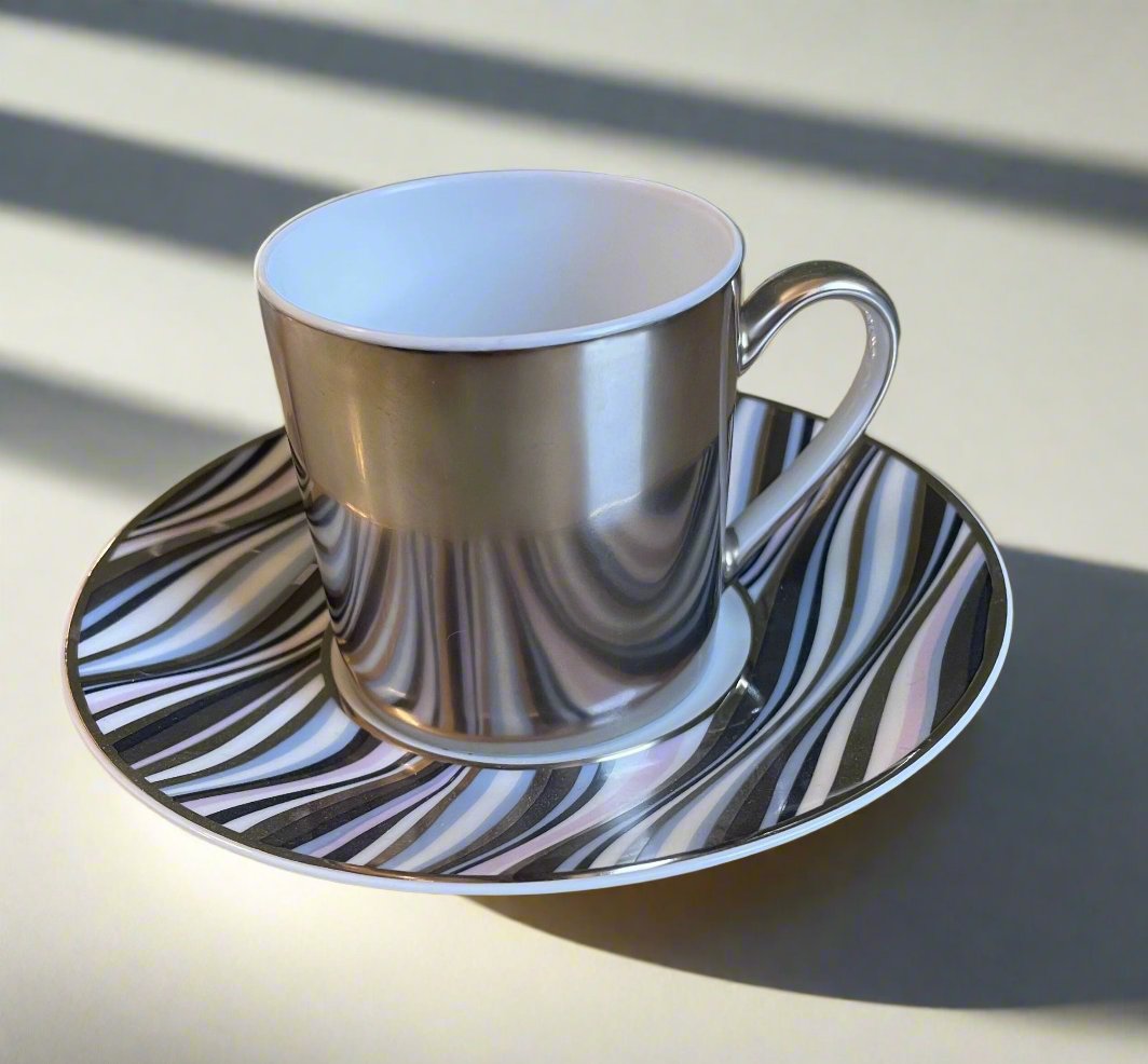 Christofle Vagues Platine Coffee Cup and Saucer Set 7649512