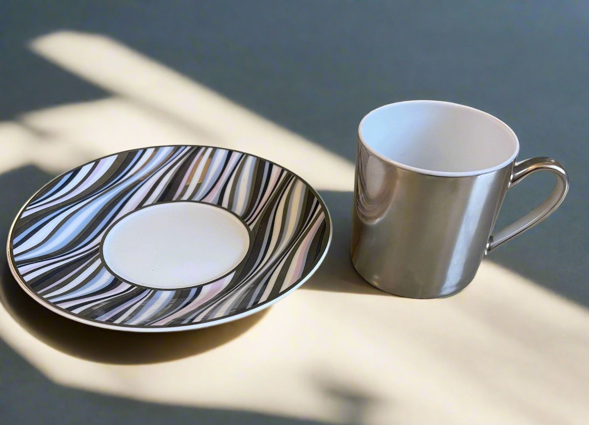 Christofle Vagues Platine Coffee Cup and Saucer Set 7649512