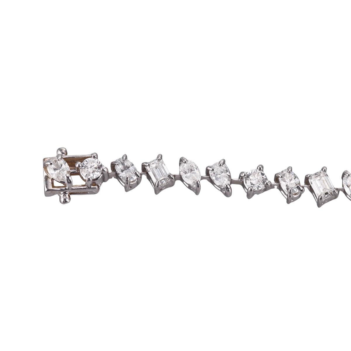 Solid 14k Gold Mixed Cut Lab Grown 5.40ctw Diamond Bracelet