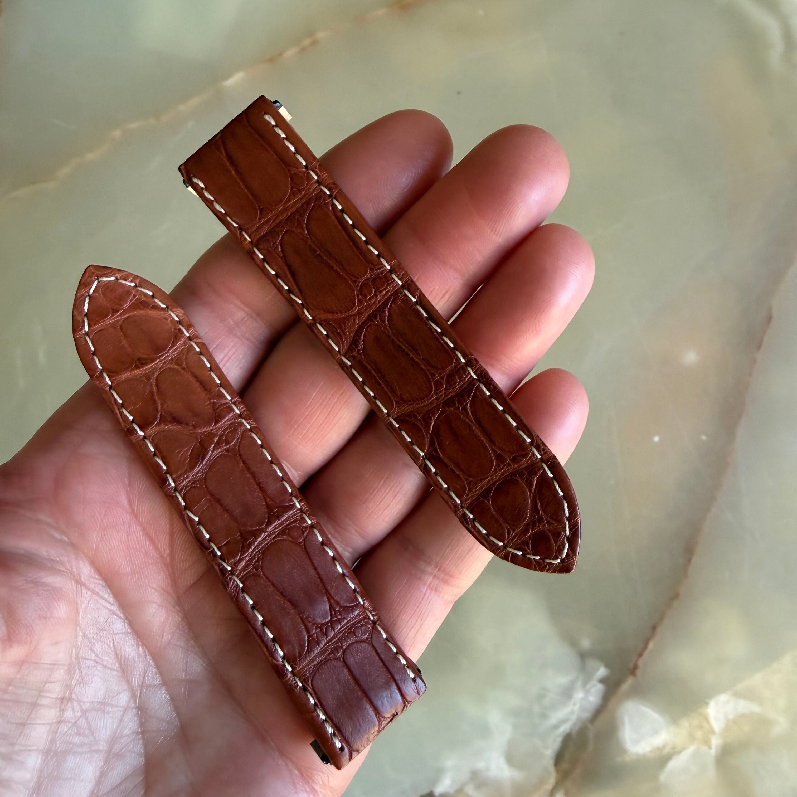 Authentic Cartier Brown Alligator Quick Release Watch Strap Band 19mm KD68WK10