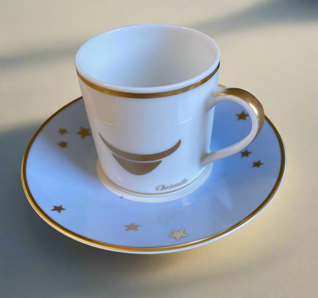 Christofle Nuit Etoilee Zodiac Astrology Coffee Cup Saucer Set 7676524