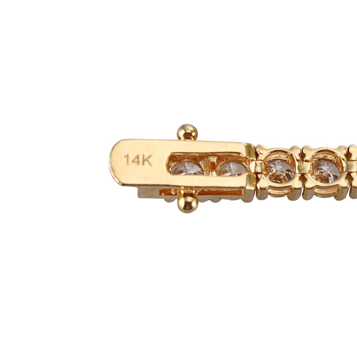 Solid 14k Gold Lab Grown 7.45ctw Diamond Tennis Bracelet