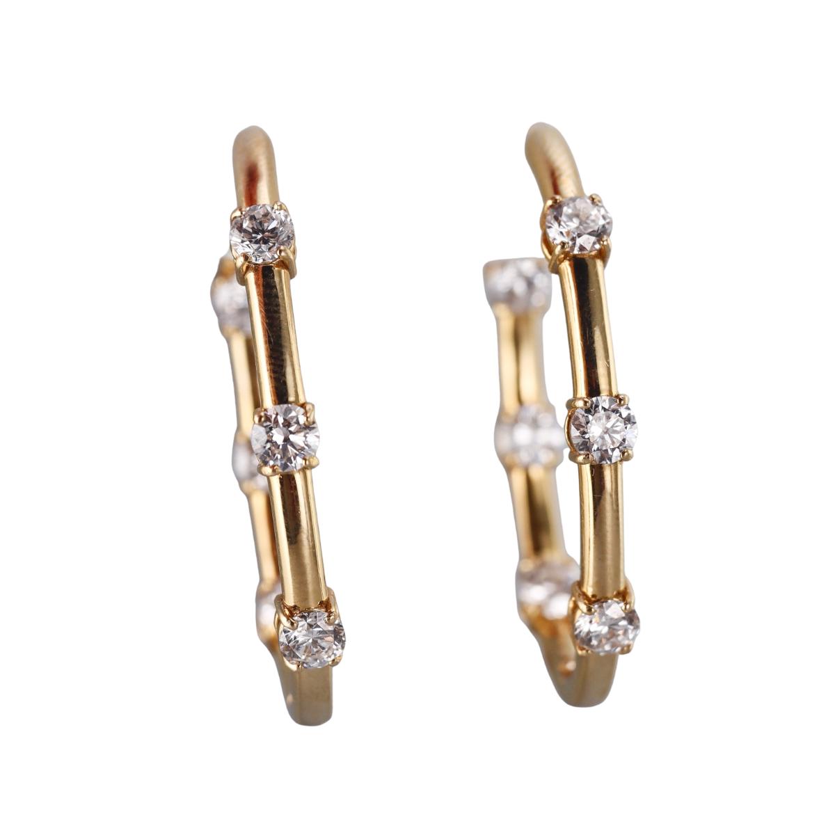 Solid 14k Gold Lab Grown 3.25ctw Round Diamond Hoop Earrings