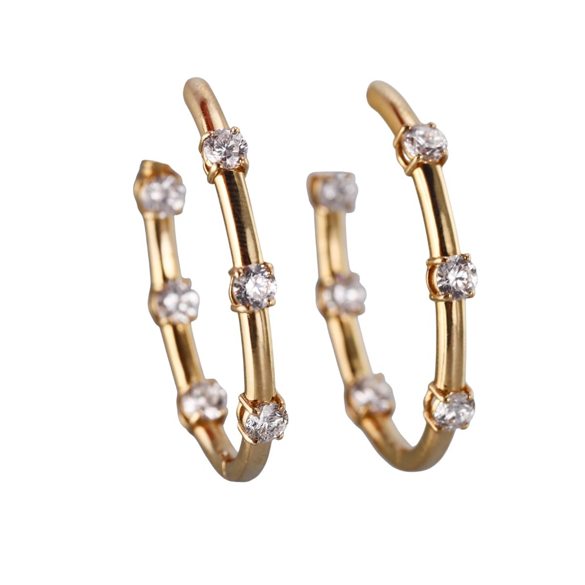 Solid 14k Gold Lab Grown 3.25ctw Round Diamond Hoop Earrings