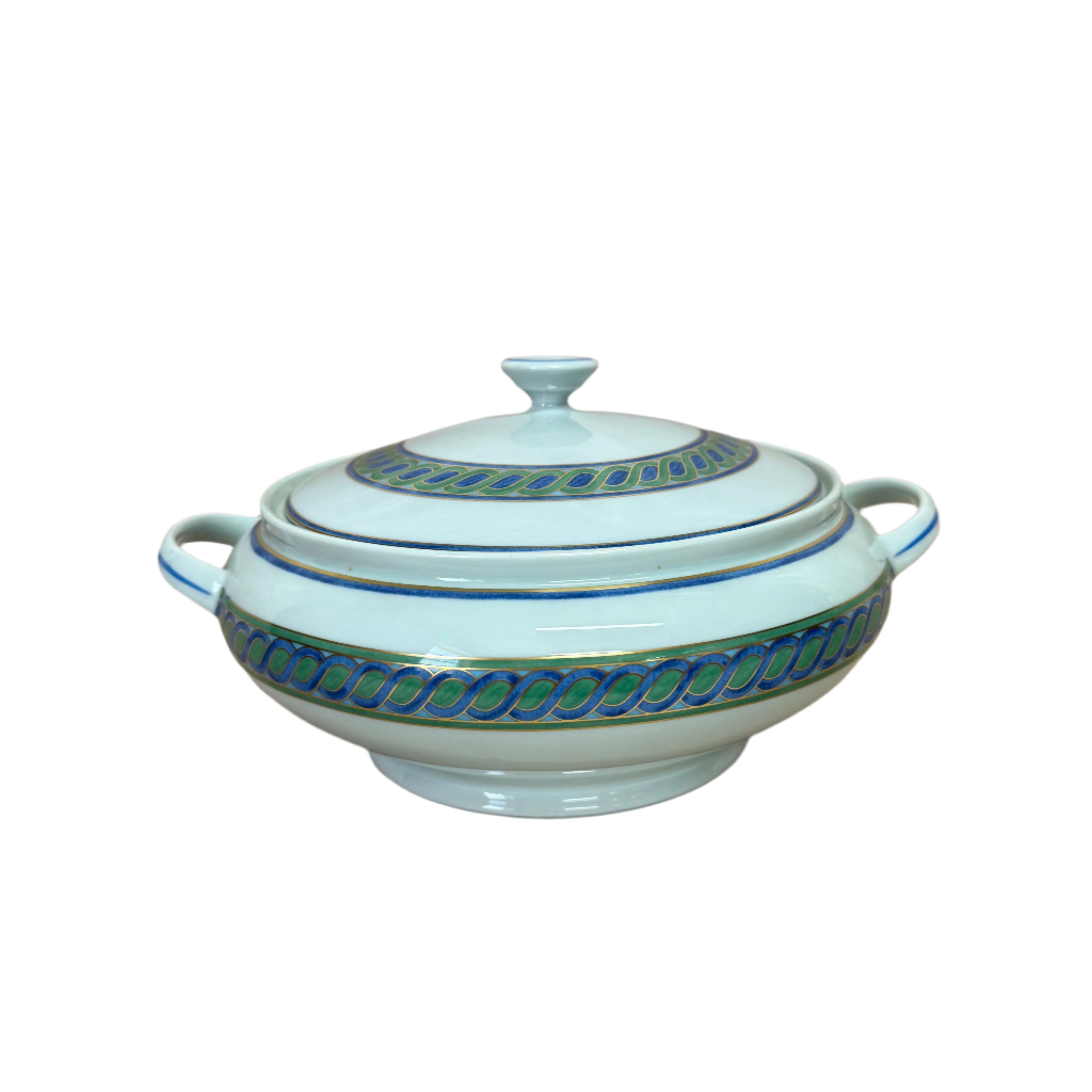 Christofle Torsada Blue Vegetable Dish with Cover