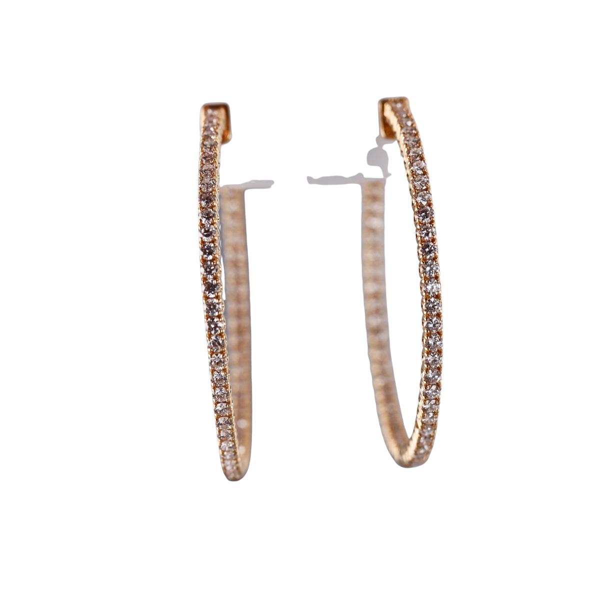 Solid 14k Gold Lab Grown 2.28ctw Diamond Hoop Earrings
