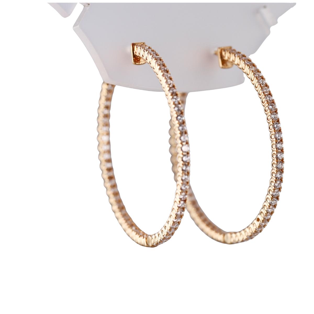 Solid 14k Gold Lab Grown 2.28ctw Diamond Hoop Earrings