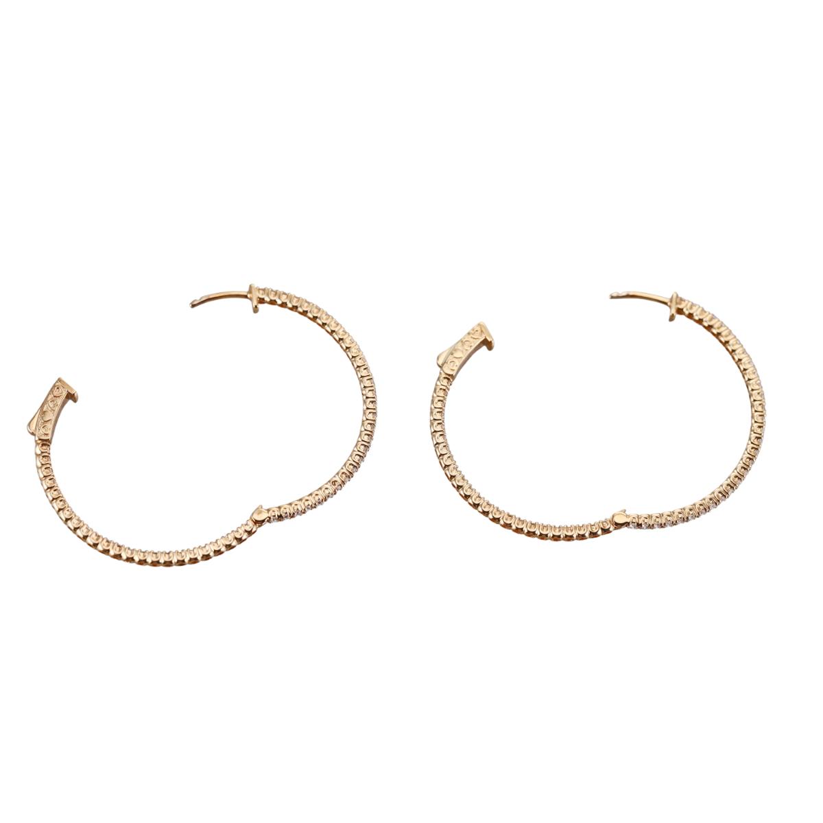 Solid 14k Gold Lab Grown 2.28ctw Diamond Hoop Earrings