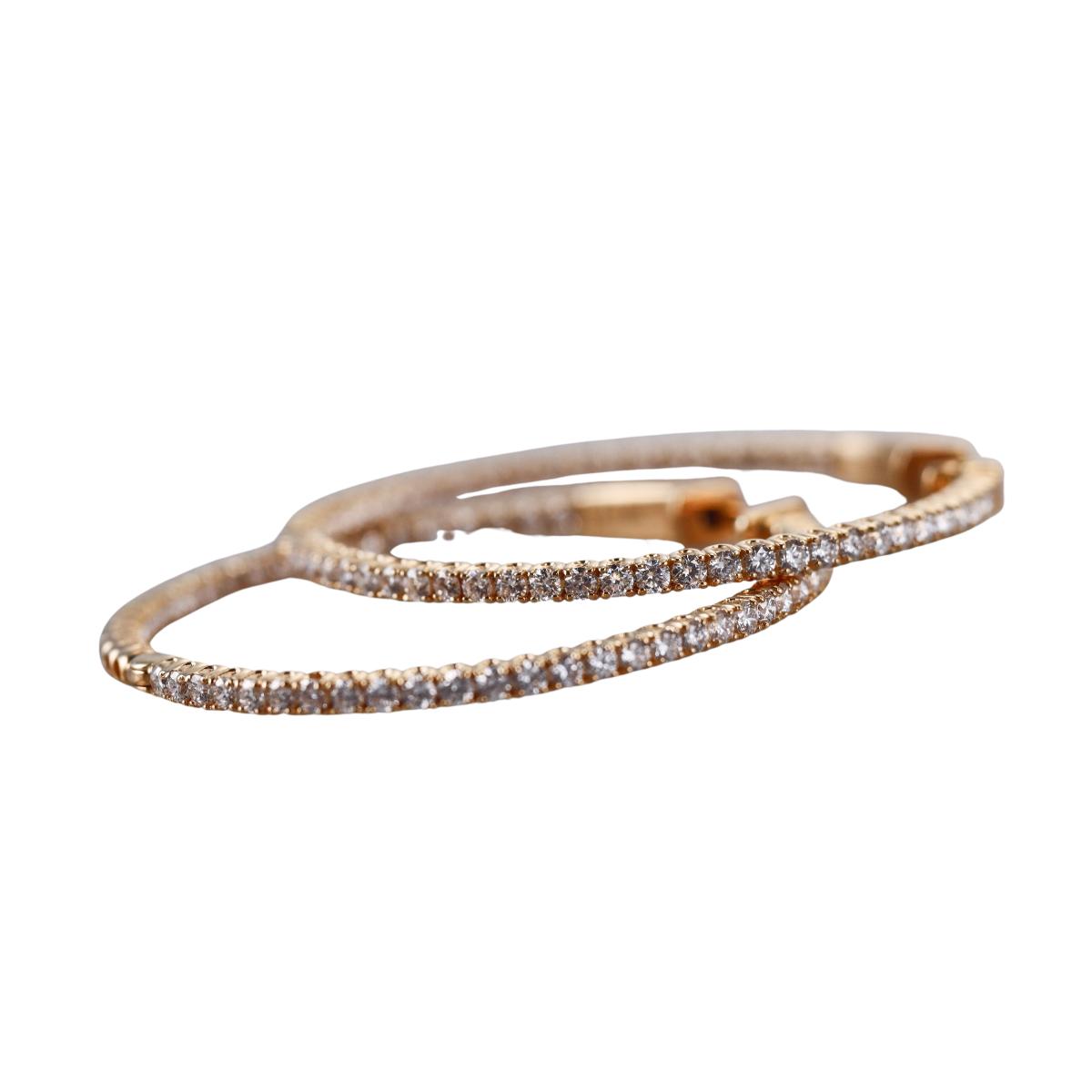 Solid 14k Gold Lab Grown 2.28ctw Diamond Hoop Earrings