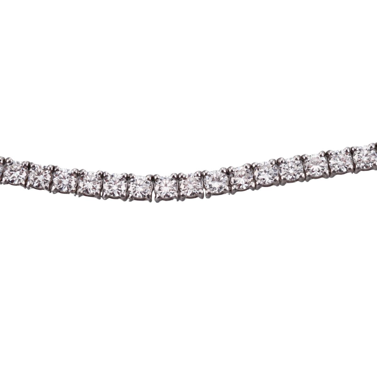 Solid 10k Gold Lab Grown 26.55ctw Round Diamond Tennis Necklace