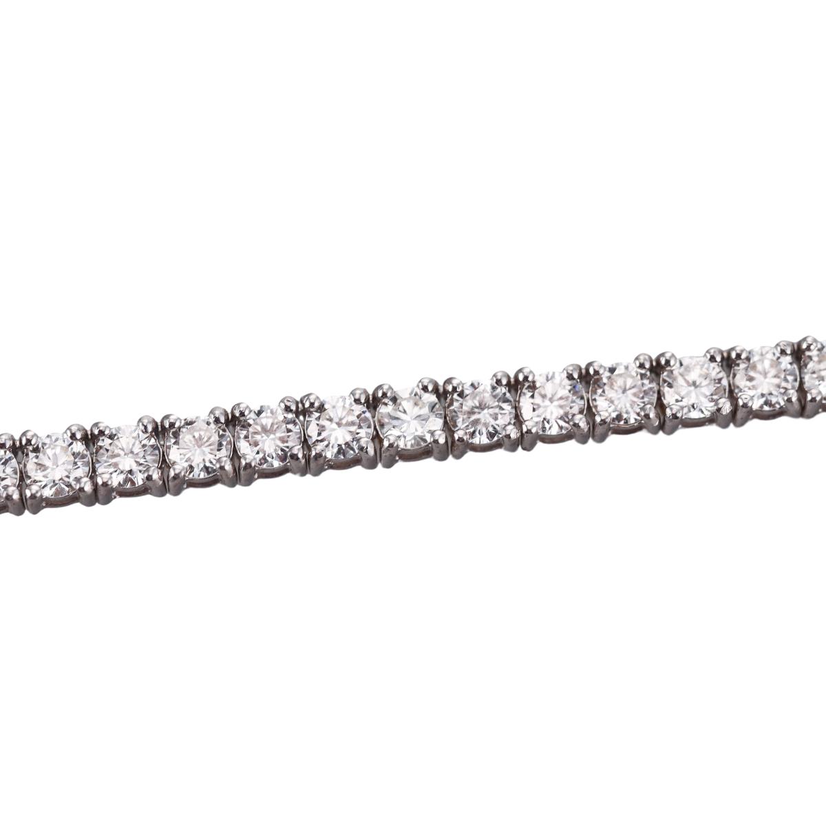 Solid 10k Gold Lab Grown 26.55ctw Round Diamond Tennis Necklace
