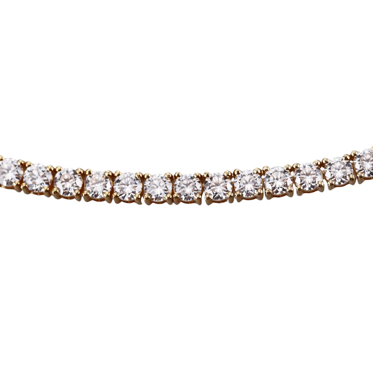 Solid 14k Gold Lab Grown 21.86ctw Round Diamond Tennis Necklace