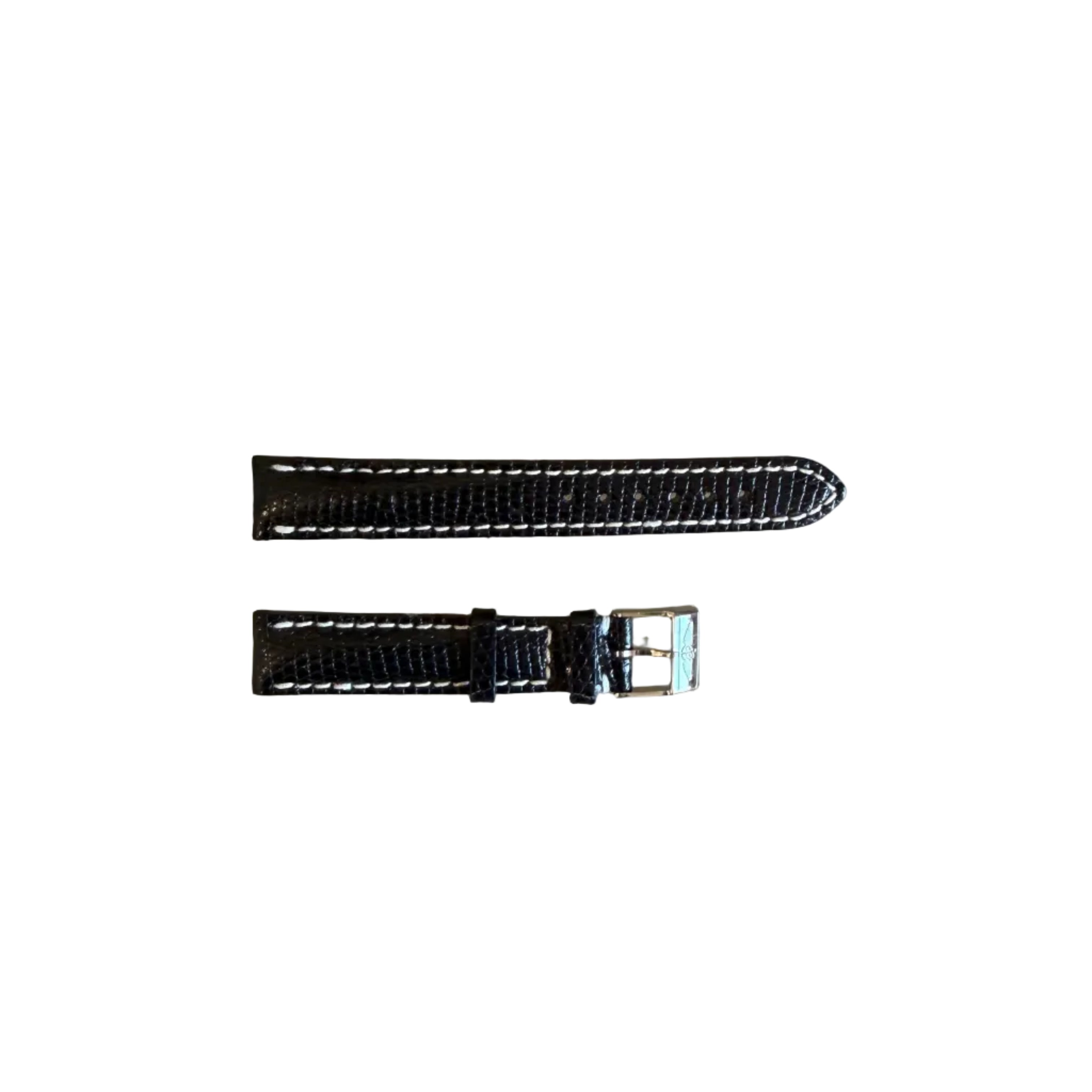 Authentic Breitling Black Lizard Watch Strap Band 15mm w Buckle 110Z